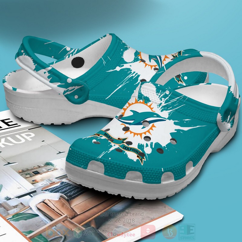 Merchidea Miami Dolphins NFL Sport Crocs Crocband Clogs Shoes Comfortable For Men Women and Kids