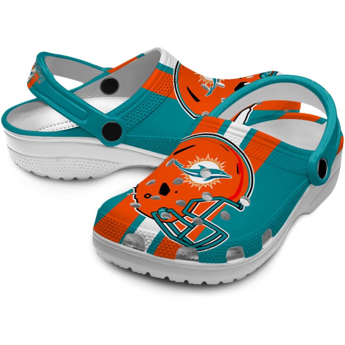 Merchidea Miami Dolphins NFL Sport Crocs Crocband Clogs Shoes Comfortable For Men Women and Kids