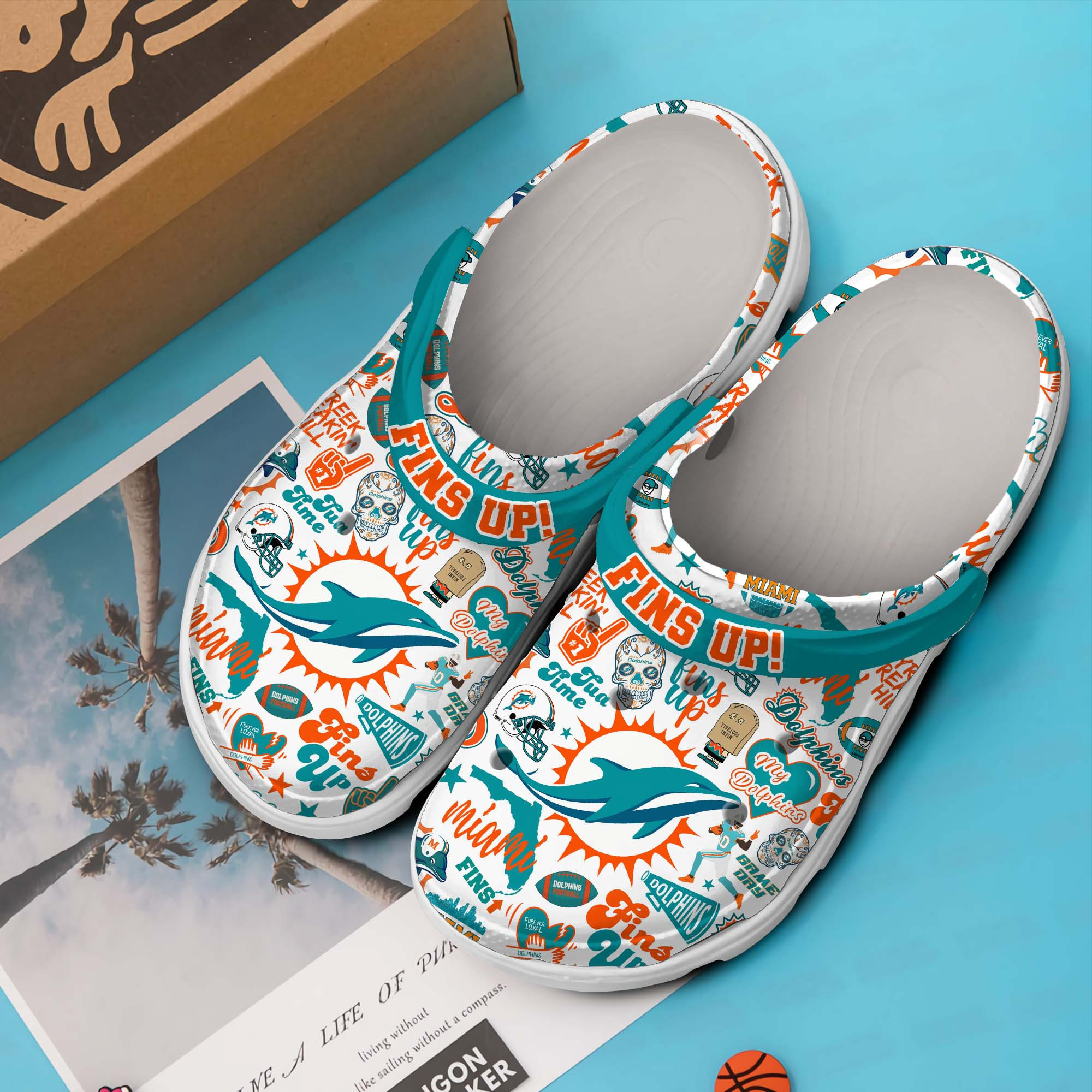 Merchidea Miami Dolphins NFL Sport Crocs Crocband Clogs Shoes Comfortable For Men Women and Kids