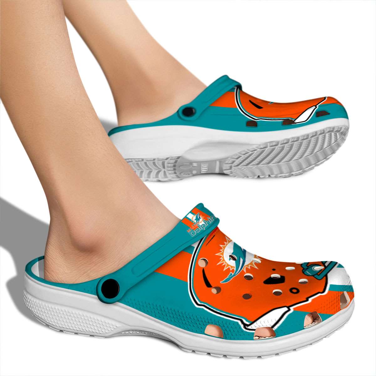 Merchidea Miami Dolphins NFL Sport Crocs Crocband Clogs Shoes Comfortable For Men Women and Kids