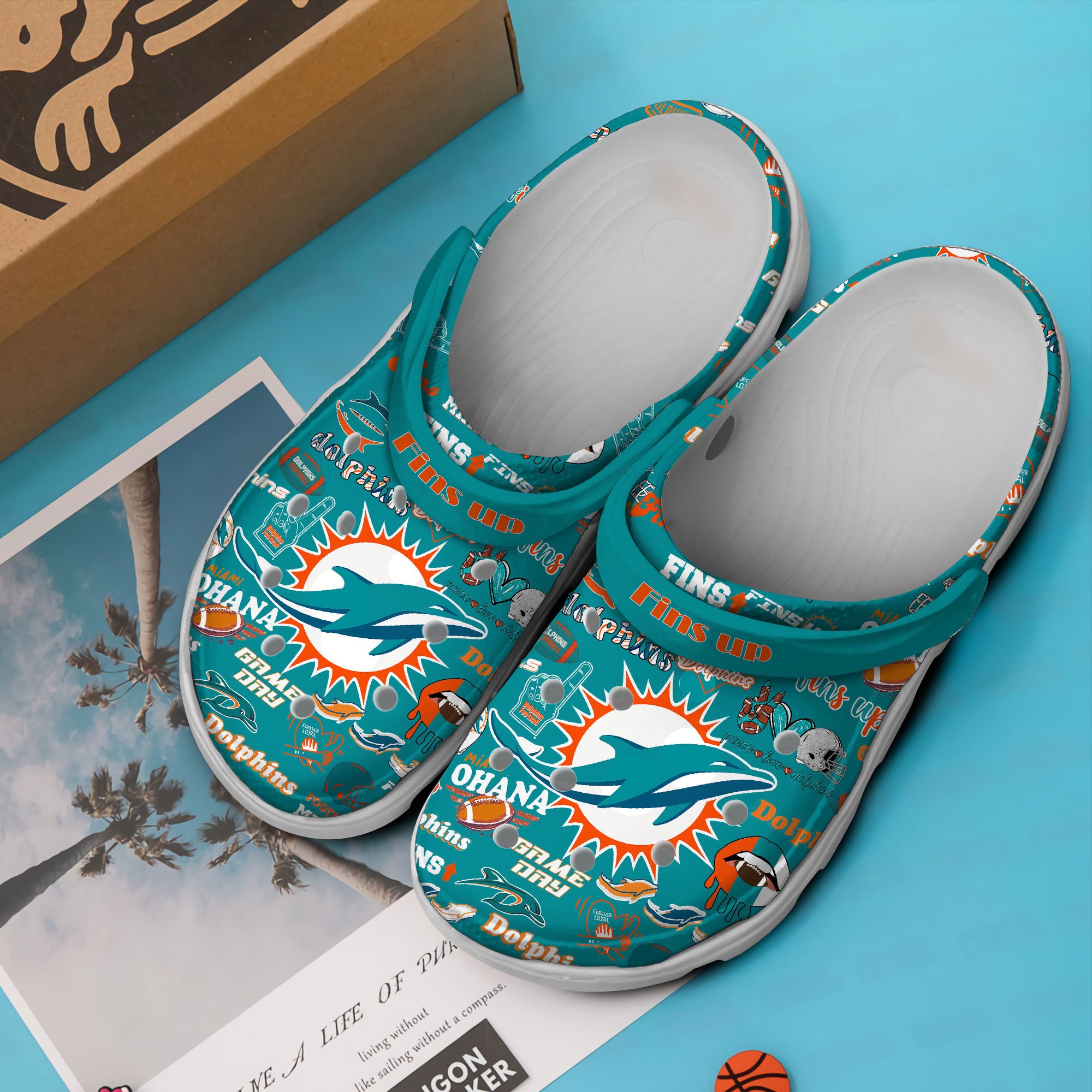 Merchidea Miami Dolphins NFL Sport Crocs Crocband Clogs Shoes Comfortable For Men Women and Kids