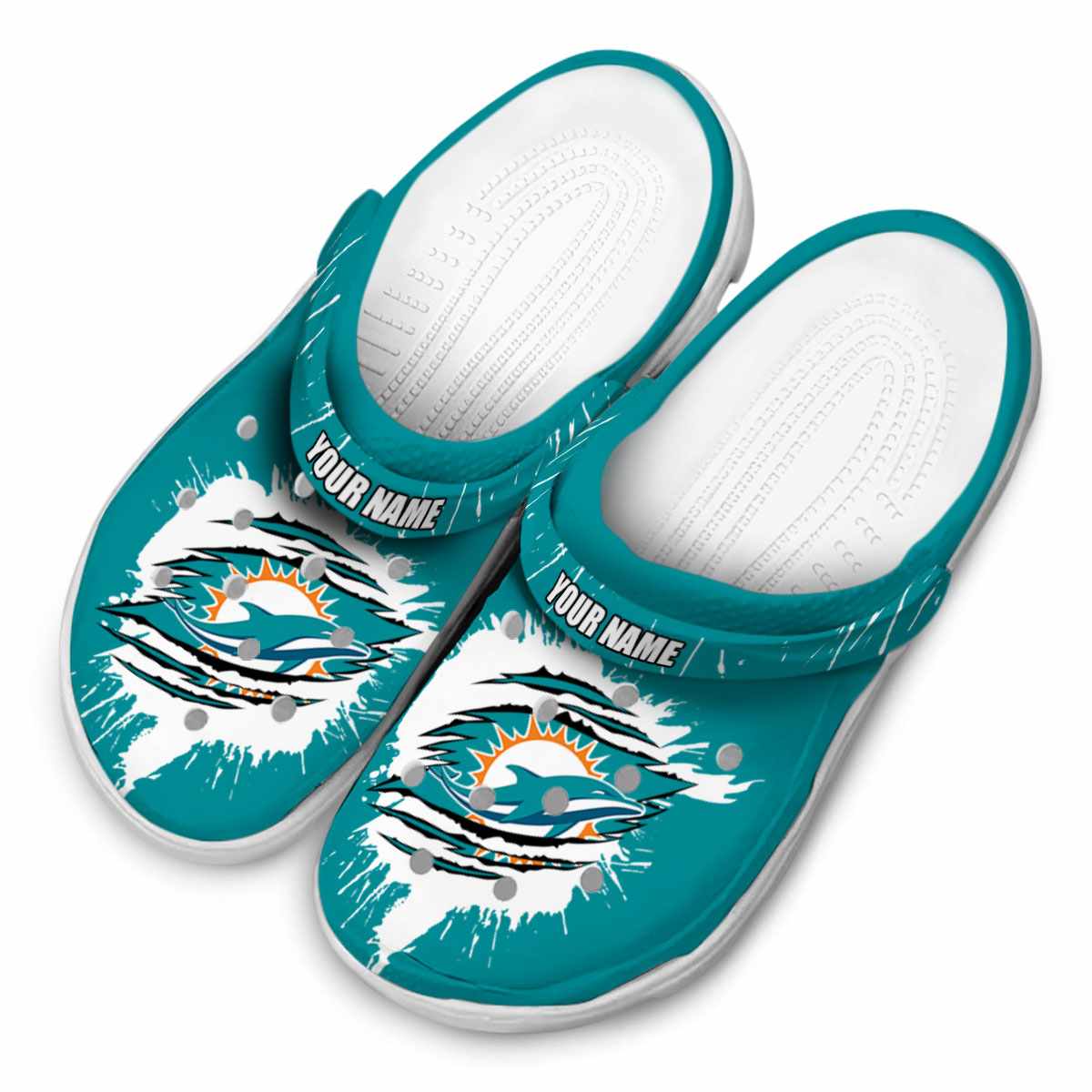 Merchidea Miami Dolphins NFL Sport Crocs Crocband Clogs Shoes Comfortable For Men Women and Kids