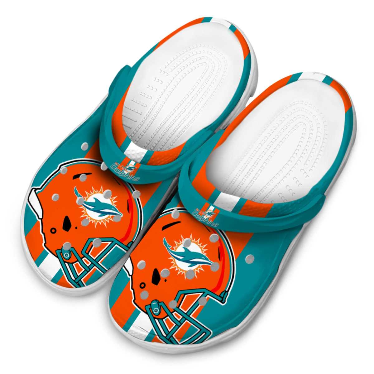 Merchidea Miami Dolphins NFL Sport Crocs Crocband Clogs Shoes Comfortable For Men Women and Kids