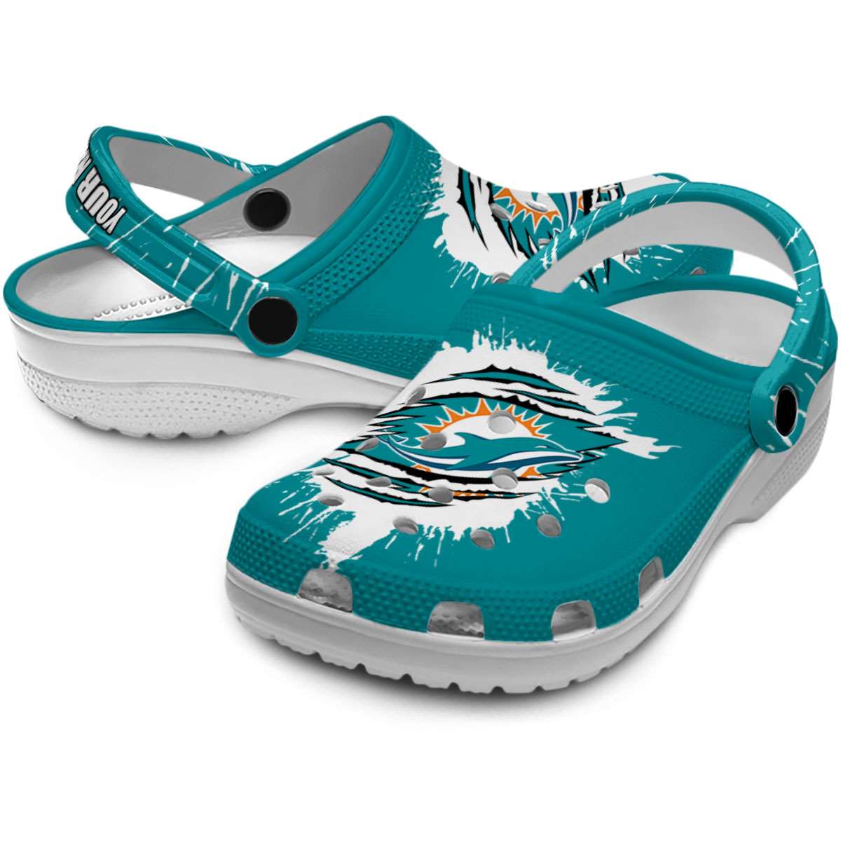 Merchidea Miami Dolphins NFL Sport Crocs Crocband Clogs Shoes Comfortable For Men Women and Kids