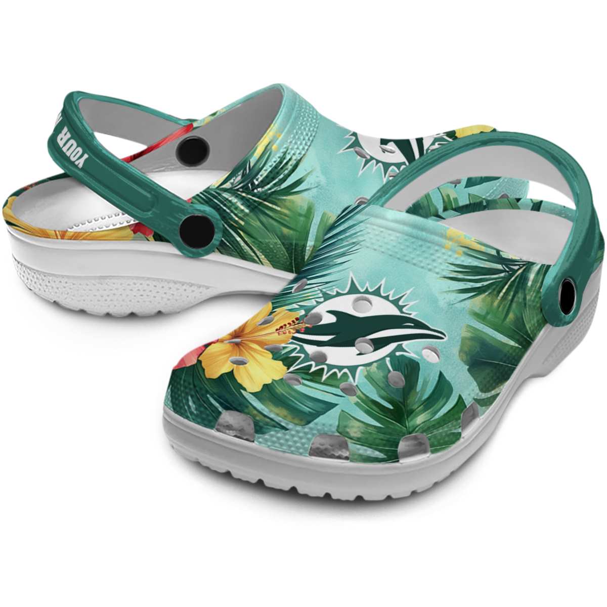 Merchidea Miami Dolphins NFL Sport Crocs Crocband Clogs Shoes Comfortable For Men Women and Kids
