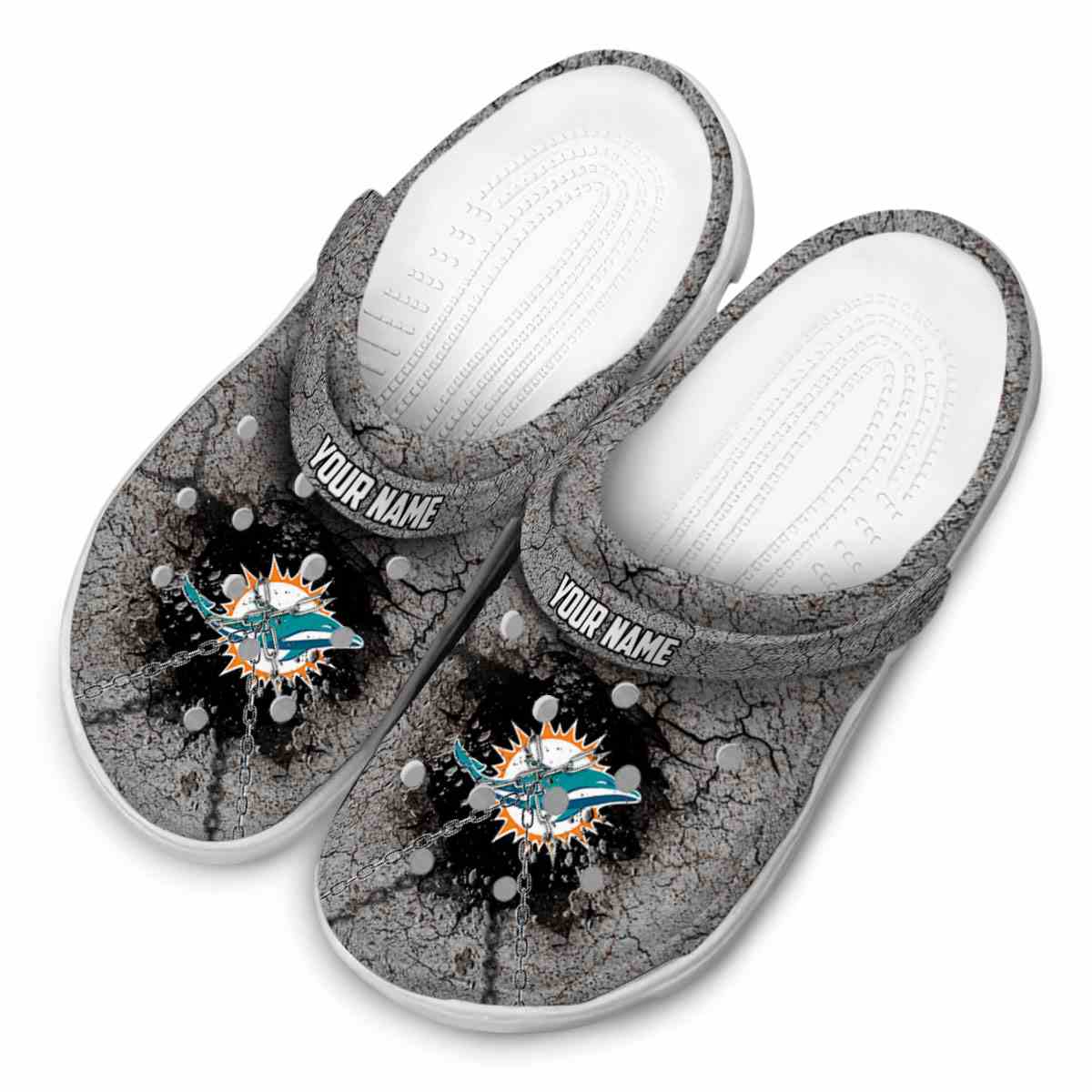 Merchidea Miami Dolphins NFL Sport Crocs Crocband Clogs Shoes Comfortable For Men Women and Kids