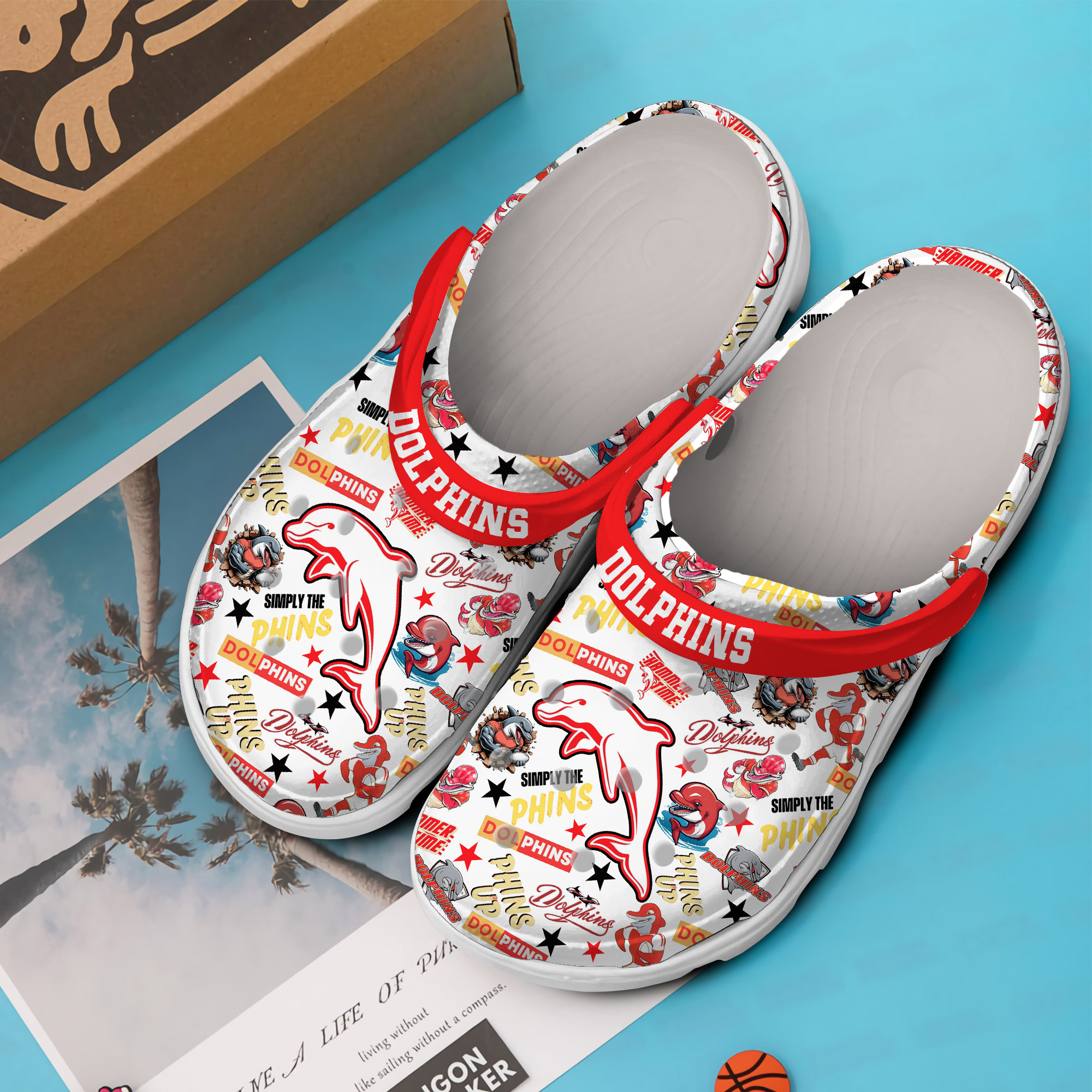 Merchidea Miami Dolphins NFL Sport Crocs Crocband Clogs Shoes Comfortable For Men Women and Kids