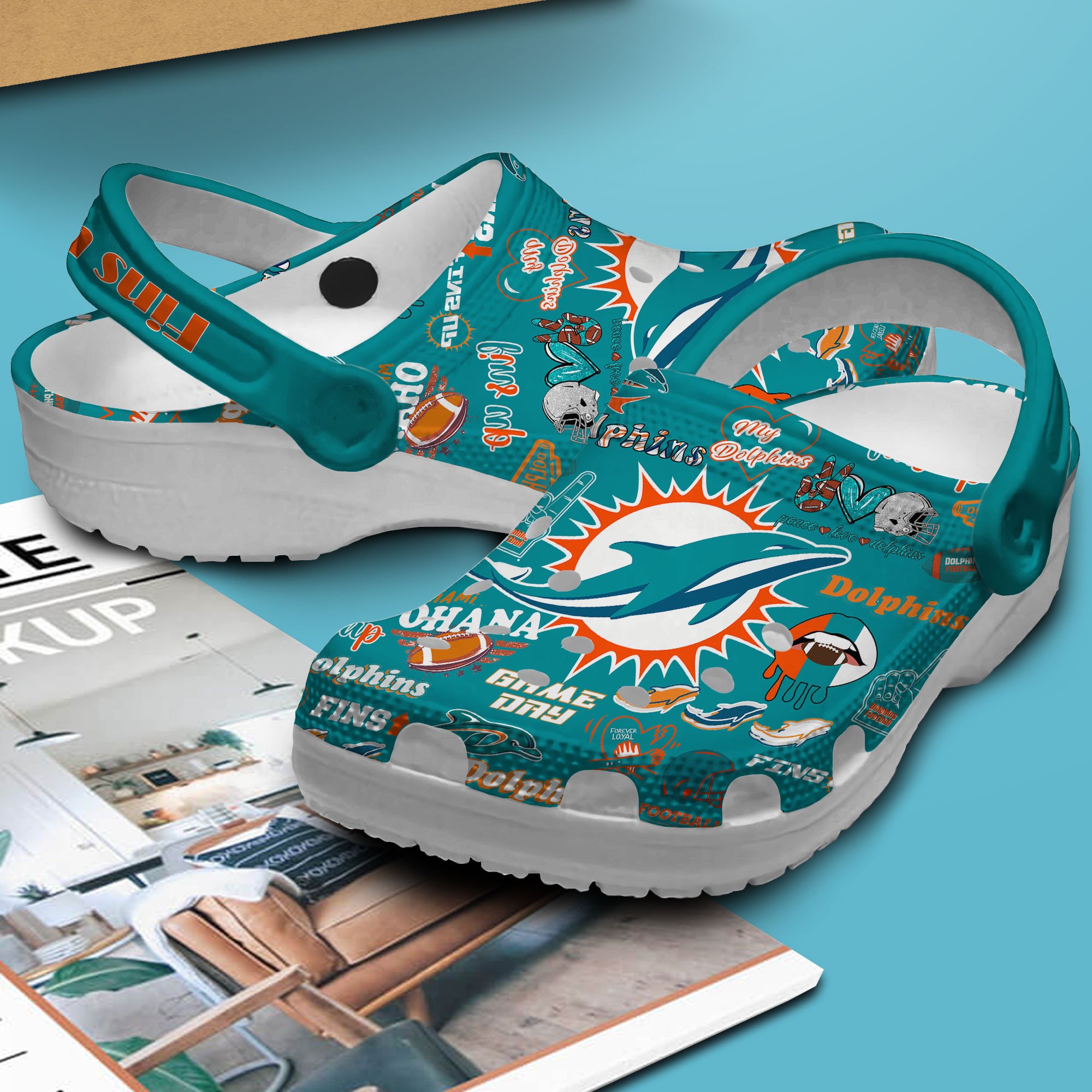 Merchidea Miami Dolphins NFL Sport Crocs Crocband Clogs Shoes Comfortable For Men Women and Kids