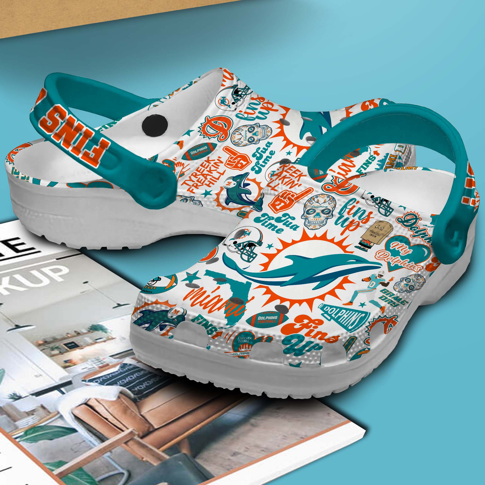 Merchidea Miami Dolphins NFL Sport Crocs Crocband Clogs Shoes Comfortable For Men Women and Kids
