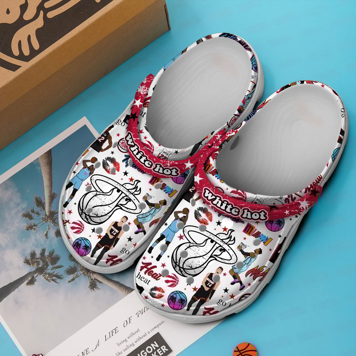 Merchidea Miami Heat NBA Sport Crocs Crocband Clogs Shoes Comfortable For Men Women and Kids