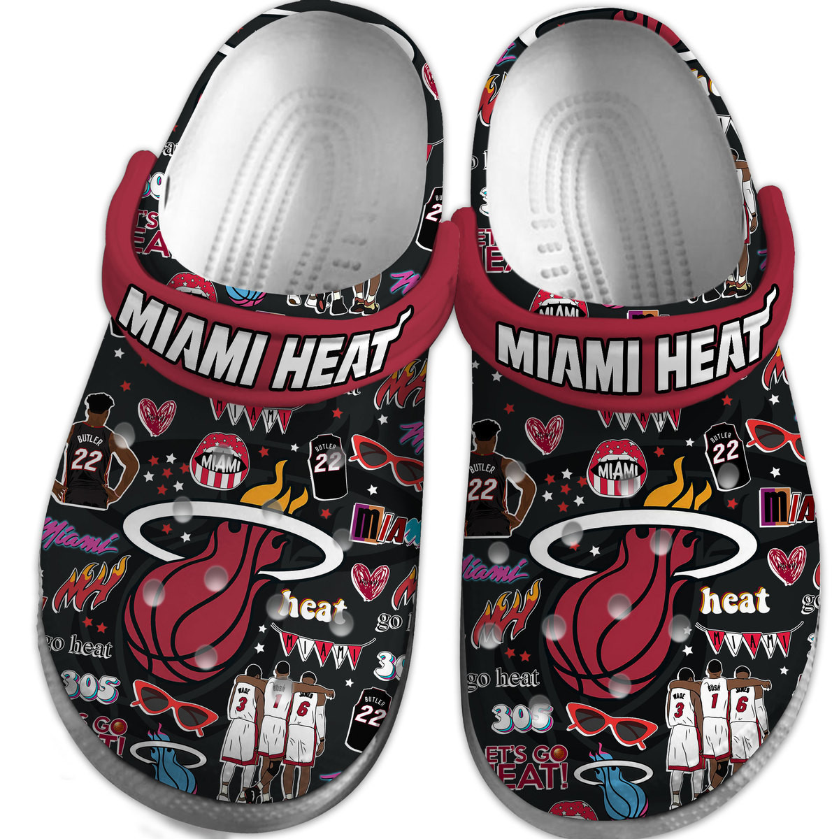 Merchidea Miami Heat NBA Sport Crocs Crocband Clogs Shoes Comfortable For Men Women and Kids