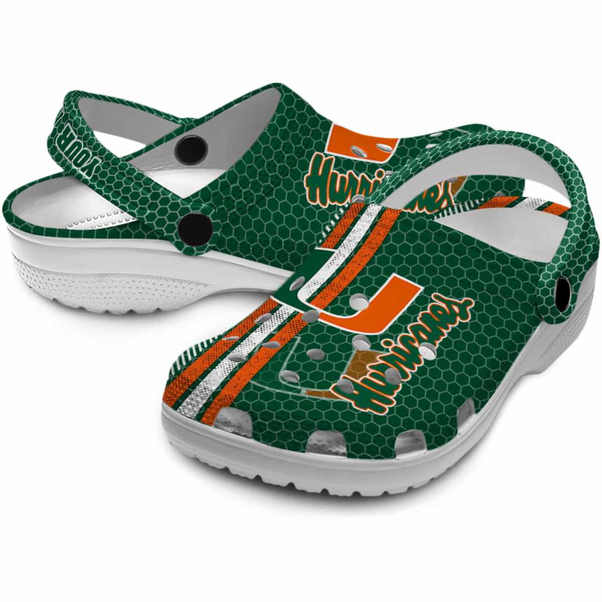 Merchidea Miami Hurricanes NCAA Sport Crocs Crocband Clogs Shoes Comfortable For Men Women and Kids