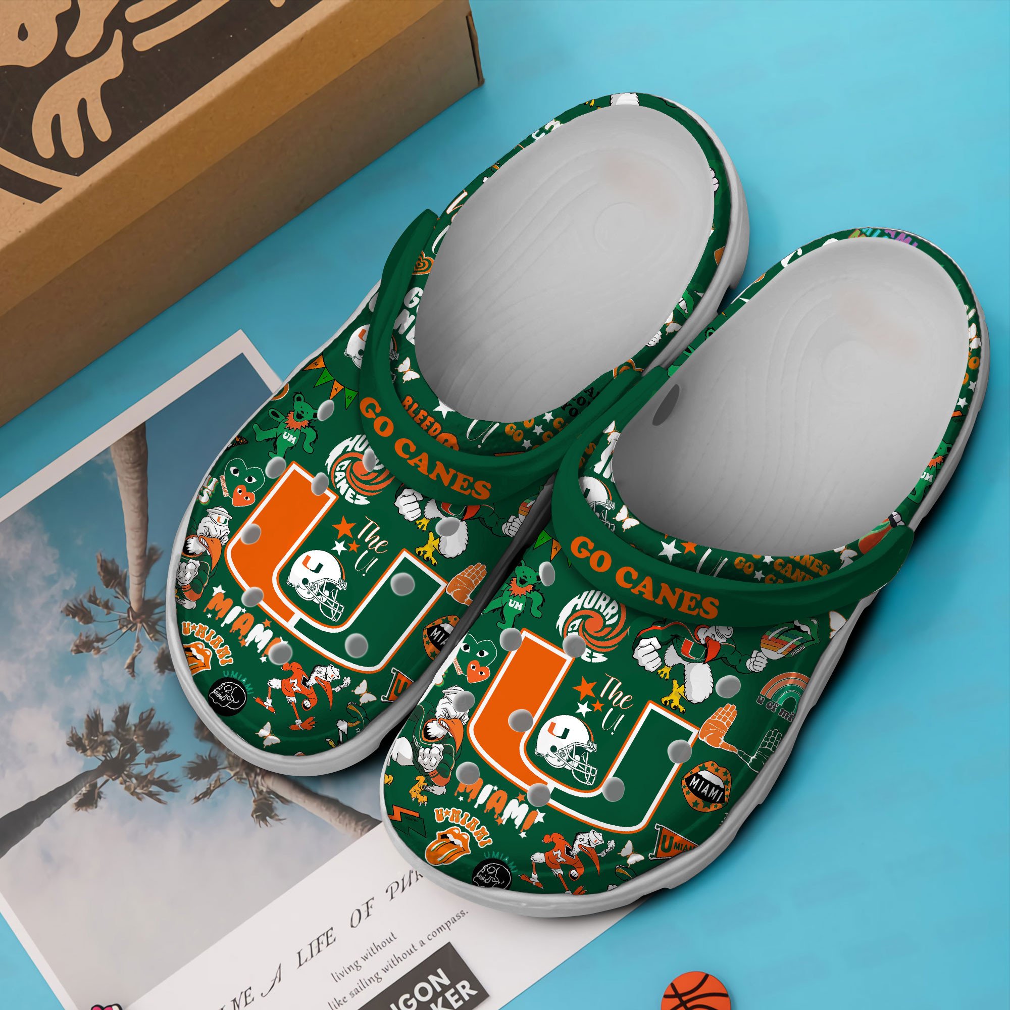 Merchidea Miami Hurricanes NCAA Sport Crocs Crocband Clogs Shoes Comfortable For Men Women and Kids