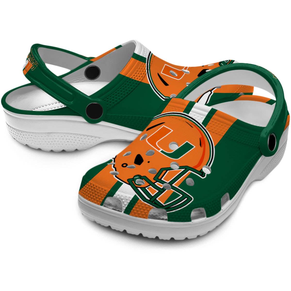 Merchidea Miami Hurricanes NCAA Sport Crocs Crocband Clogs Shoes Comfortable For Men Women and Kids