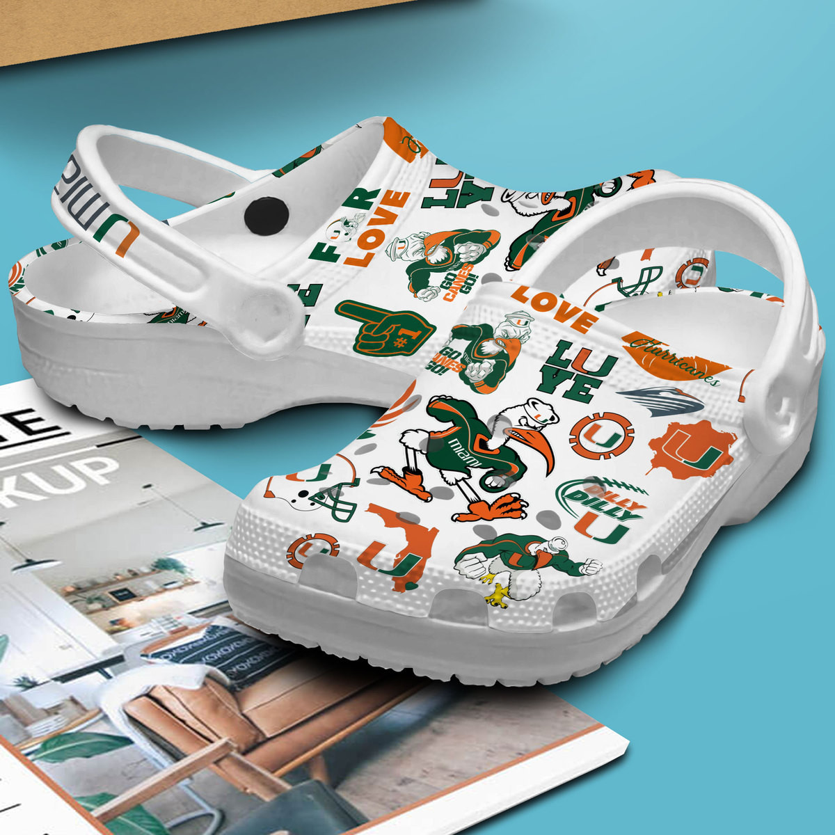 Merchidea Miami Hurricanes NCAA Sport Crocs Crocband Clogs Shoes Comfortable For Men Women and Kids