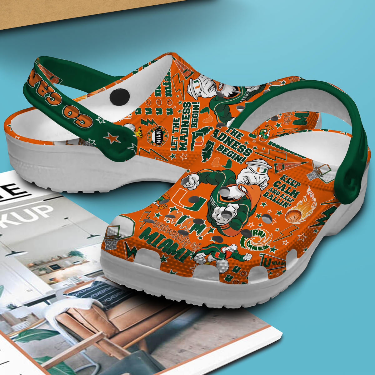 Merchidea Miami Hurricanes NCAA Sport Crocs Crocband Clogs Shoes Comfortable For Men Women and Kids