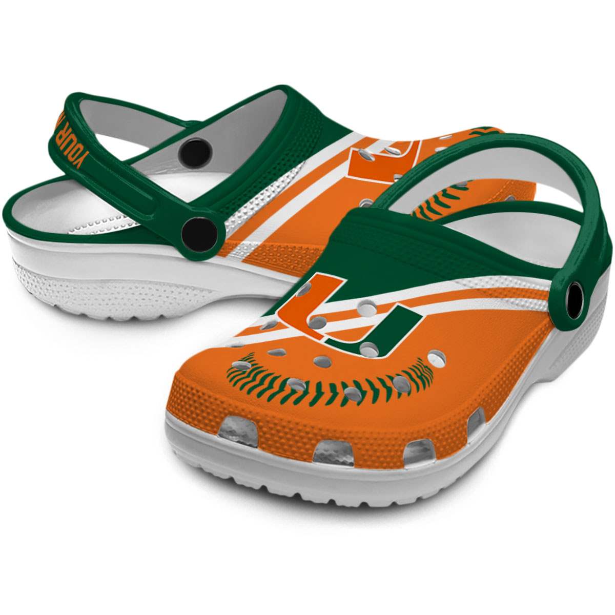 Merchidea Miami Hurricanes NCAA Sport Crocs Crocband Clogs Shoes Comfortable For Men Women and Kids
