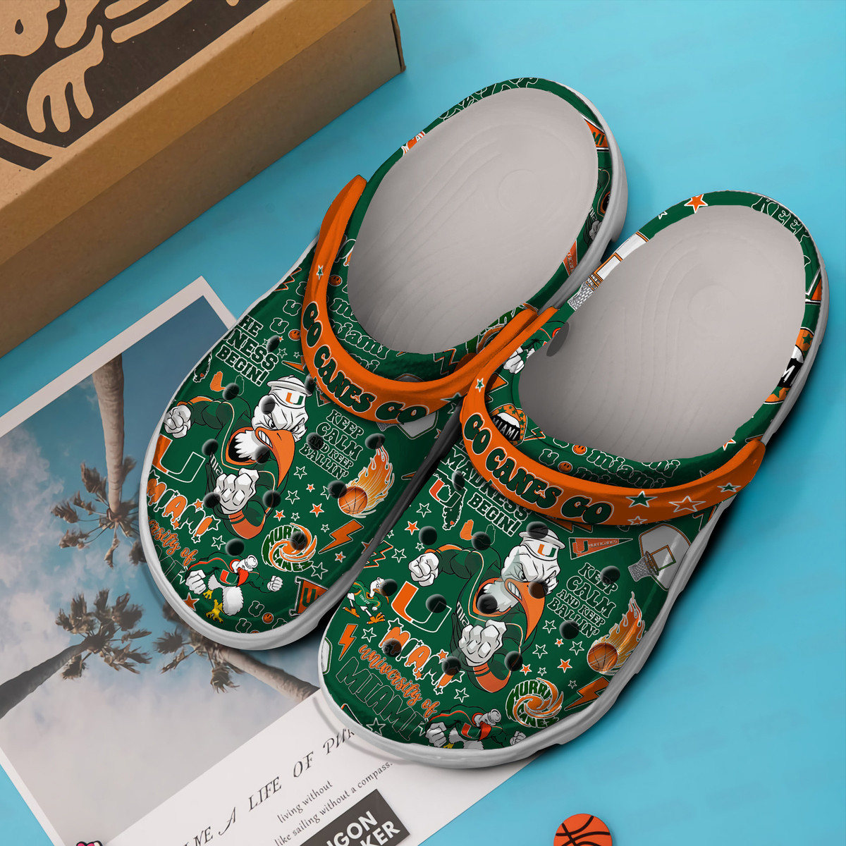 Merchidea Miami Hurricanes NCAA Sport Crocs Crocband Clogs Shoes Comfortable For Men Women and Kids