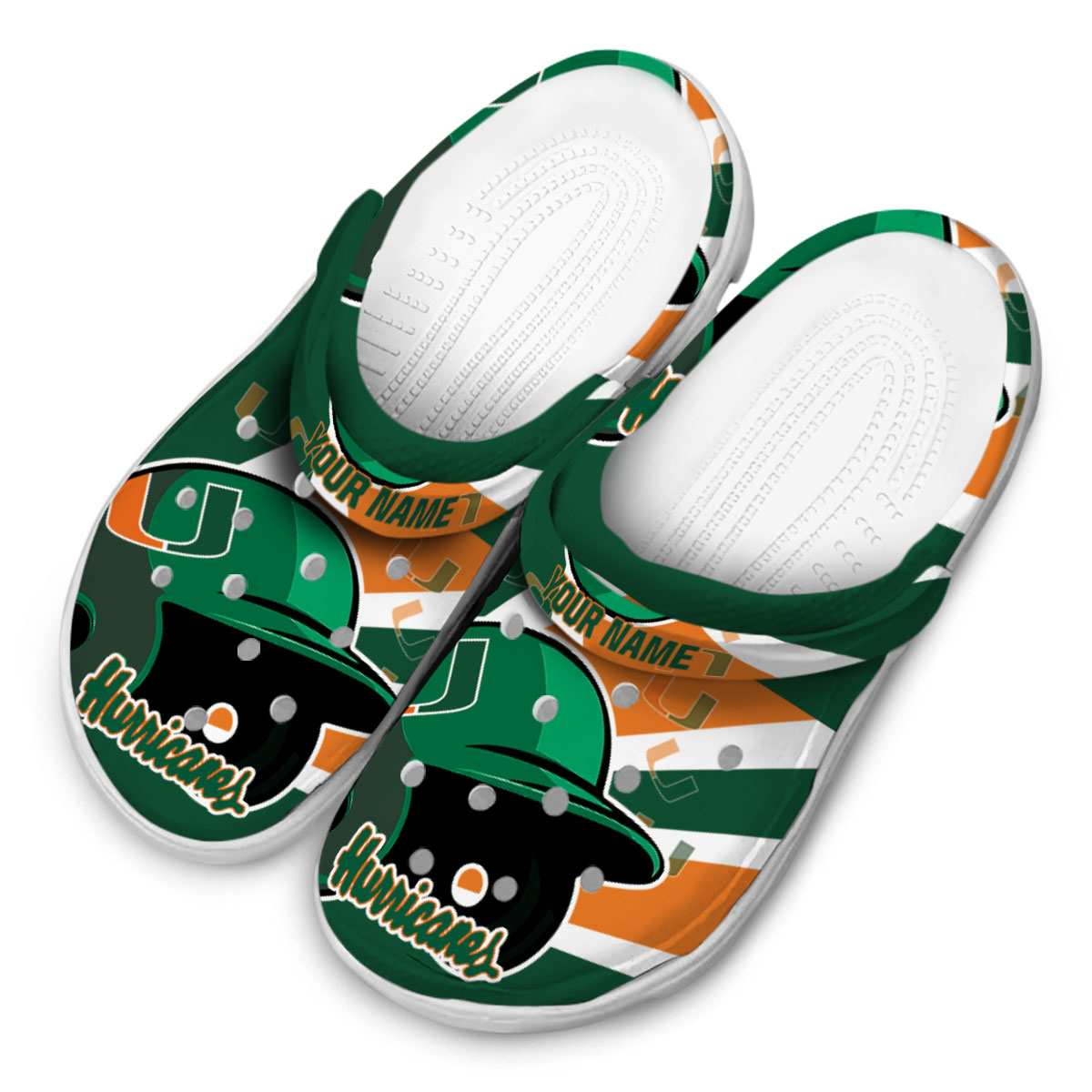 Merchidea Miami Hurricanes NCAA Sport Crocs Crocband Clogs Shoes Comfortable For Men Women and Kids