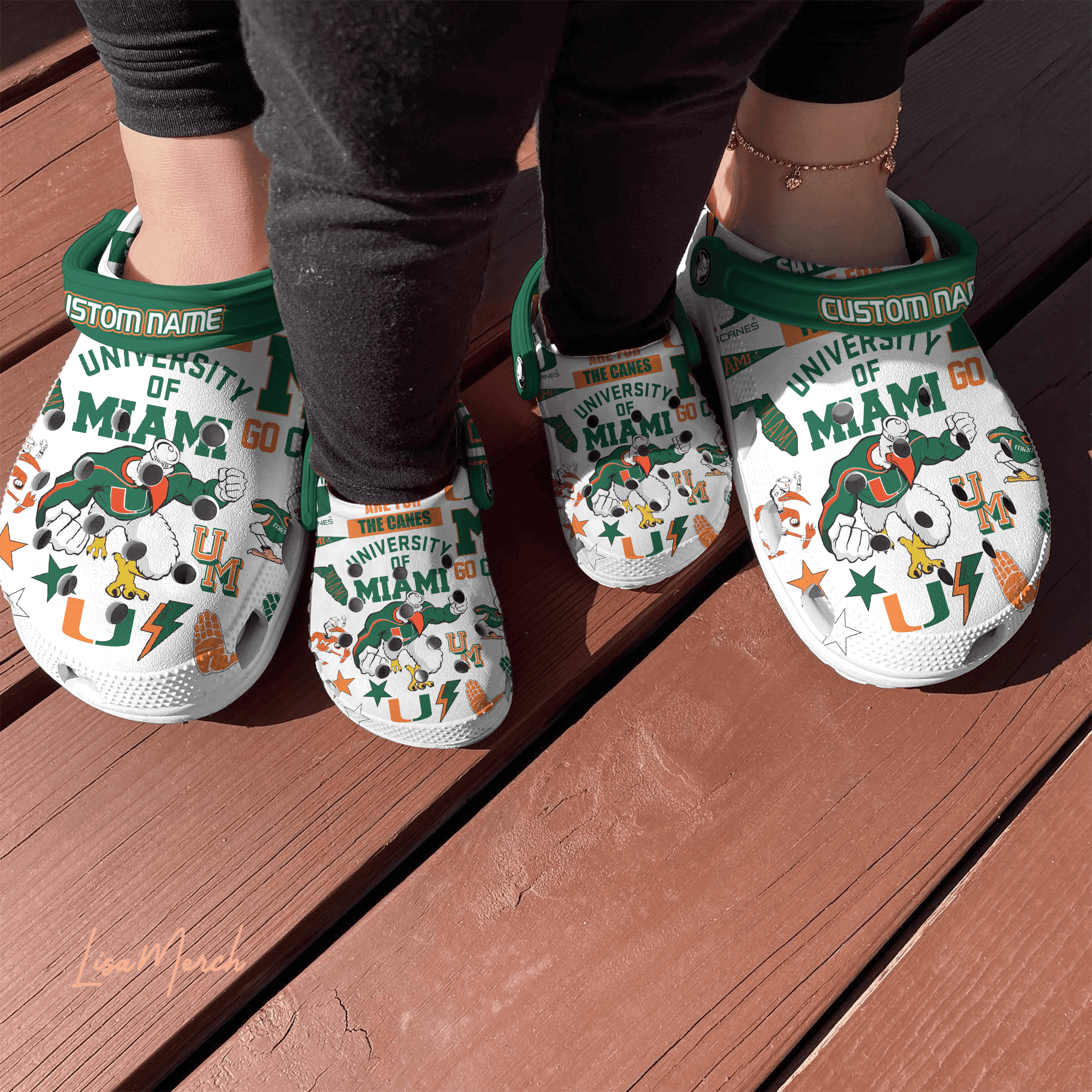Merchidea Miami Hurricanes NCAA Sport Crocs Crocband Clogs Shoes Comfortable For Men Women and Kids