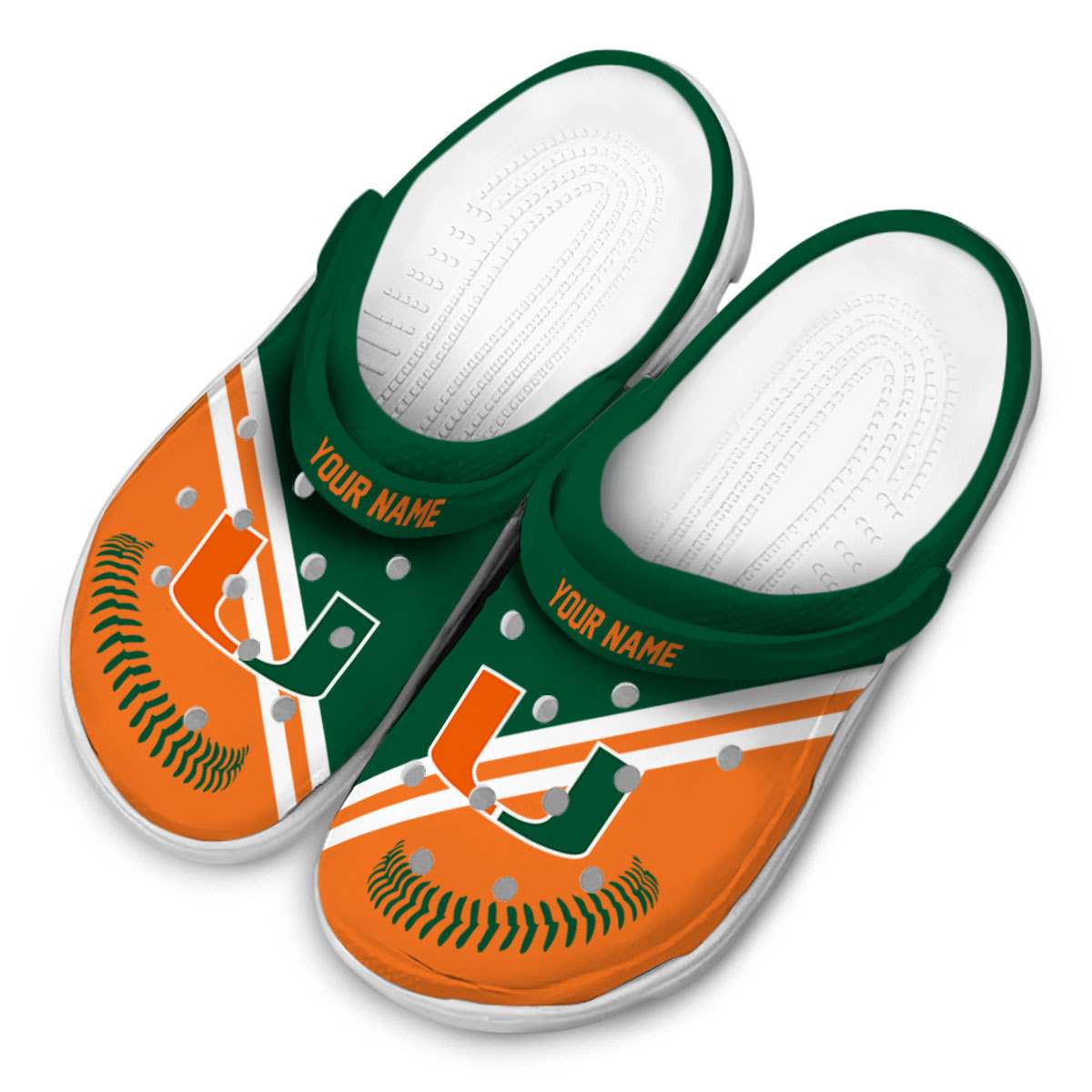 Merchidea Miami Hurricanes NCAA Sport Crocs Crocband Clogs Shoes Comfortable For Men Women and Kids