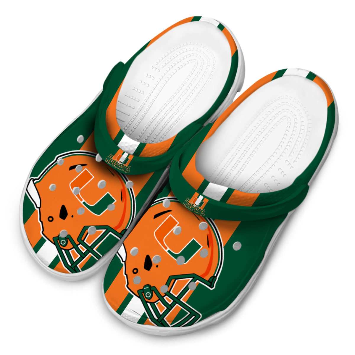 Merchidea Miami Hurricanes NCAA Sport Crocs Crocband Clogs Shoes Comfortable For Men Women and Kids