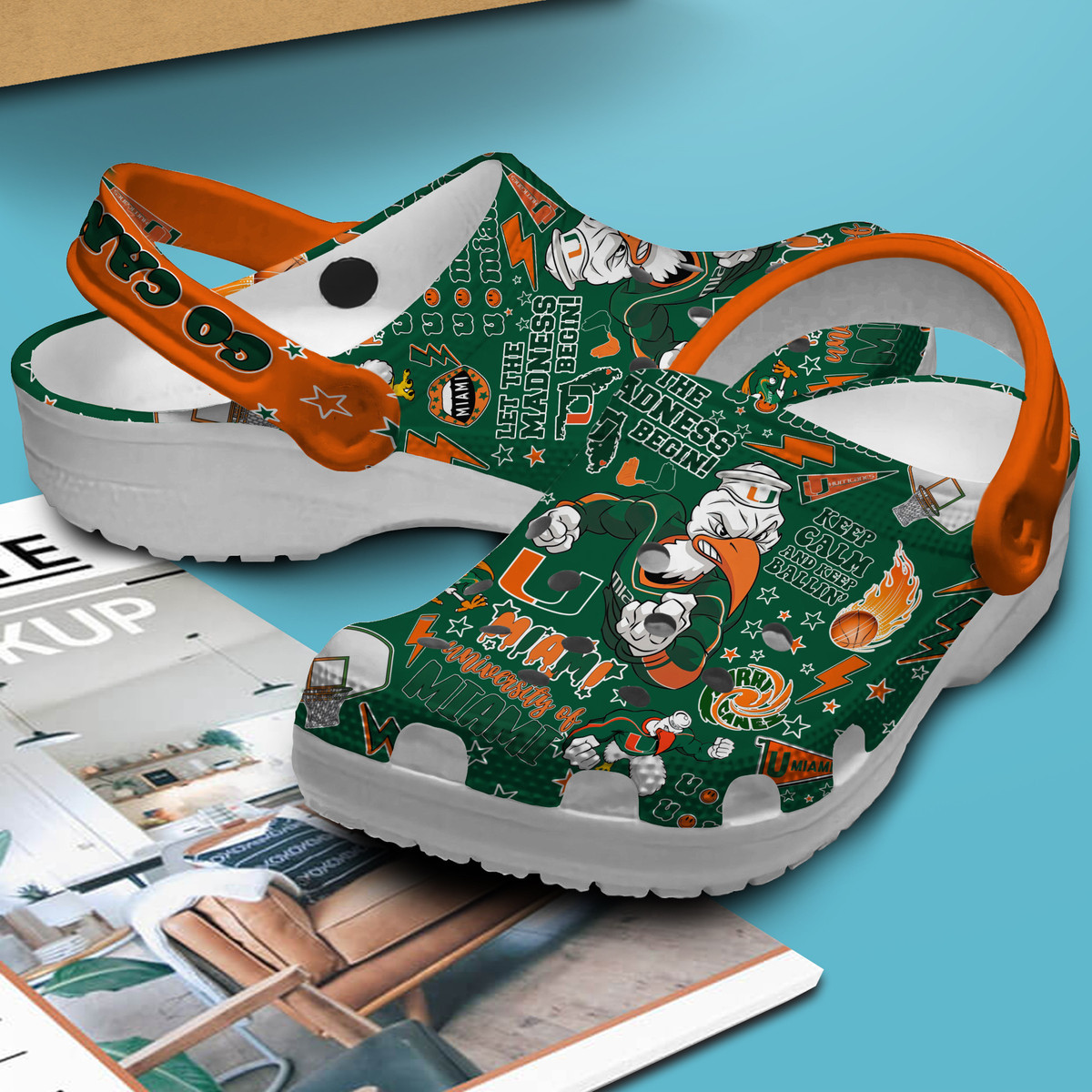 Merchidea Miami Hurricanes NCAA Sport Crocs Crocband Clogs Shoes Comfortable For Men Women and Kids