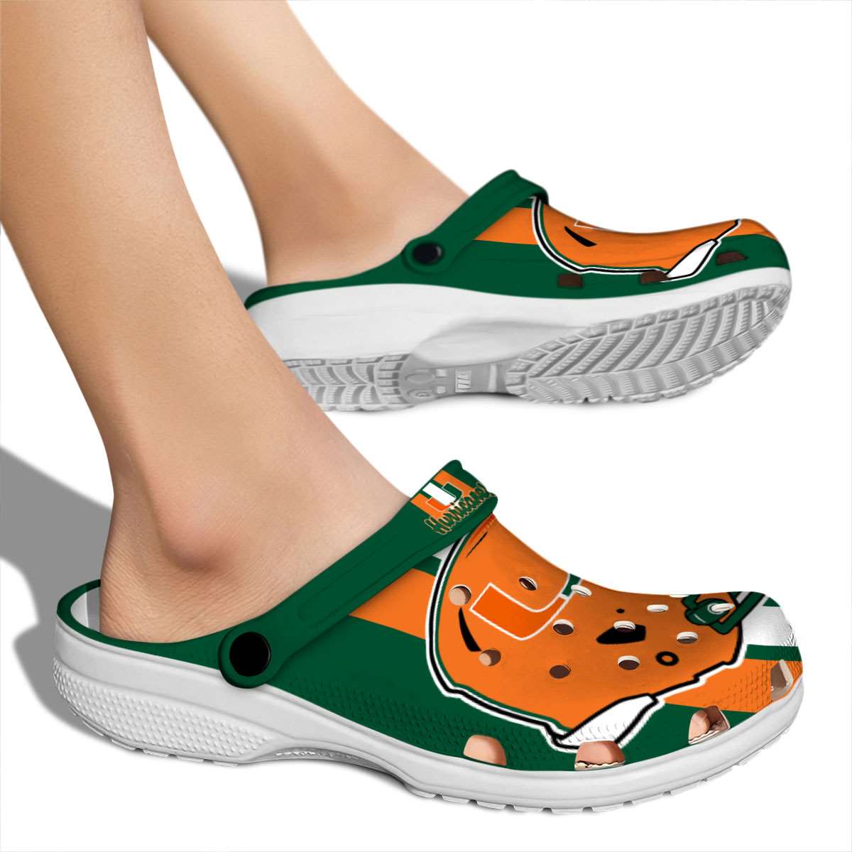 Merchidea Miami Hurricanes NCAA Sport Crocs Crocband Clogs Shoes Comfortable For Men Women and Kids