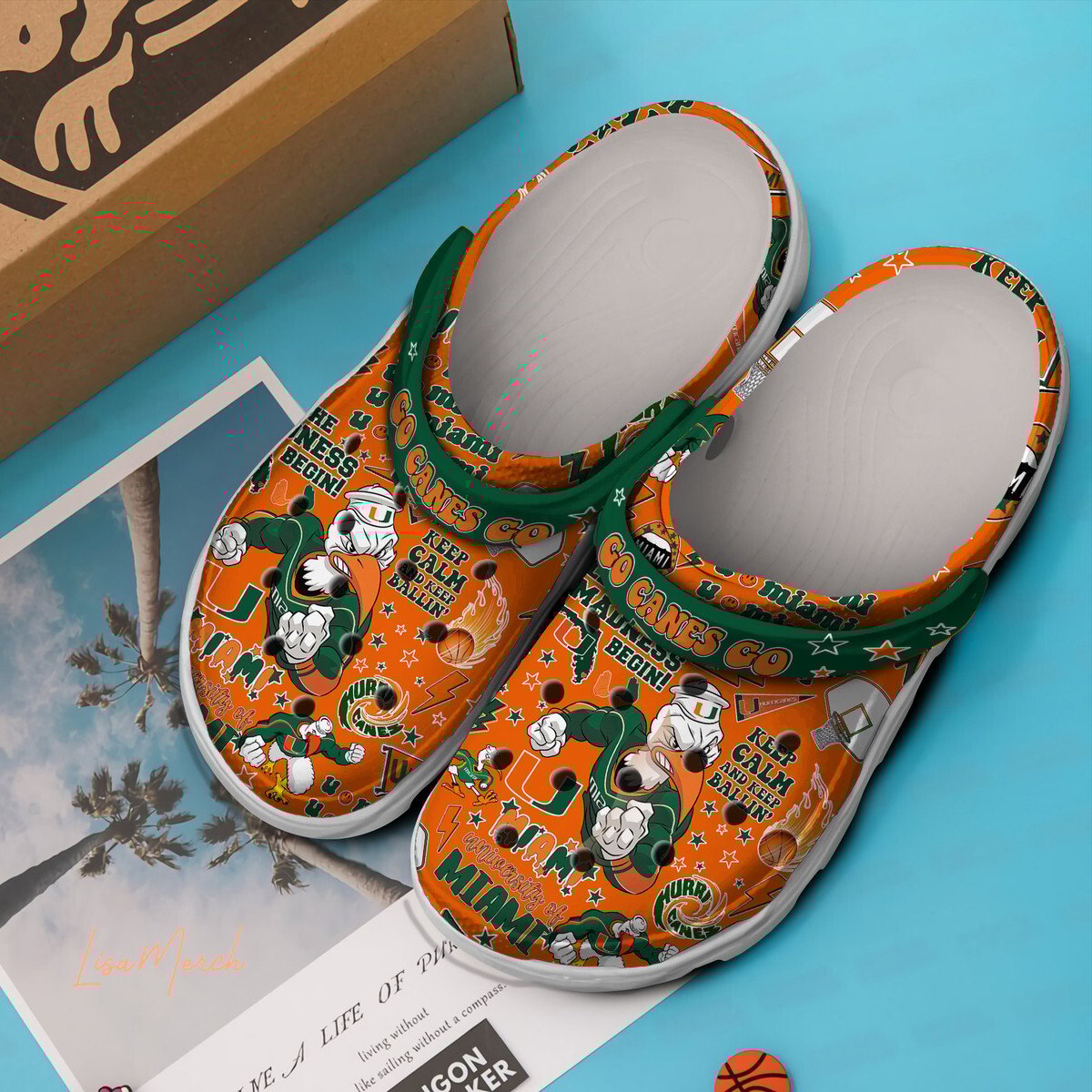 Merchidea Miami Hurricanes NCAA Sport Crocs Crocband Clogs Shoes Comfortable For Men Women and Kids