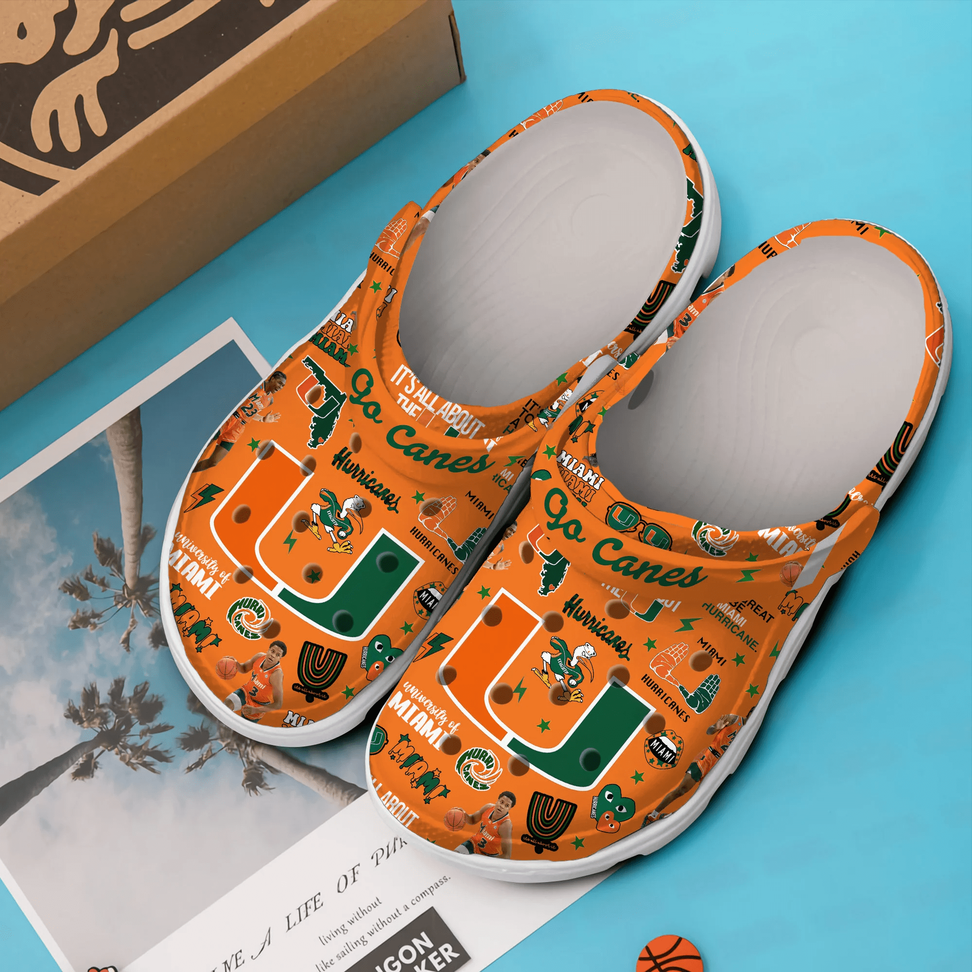 Merchidea Miami Hurricanes NCAA Sport Crocs Crocband Clogs Shoes Comfortable For Men Women and Kids
