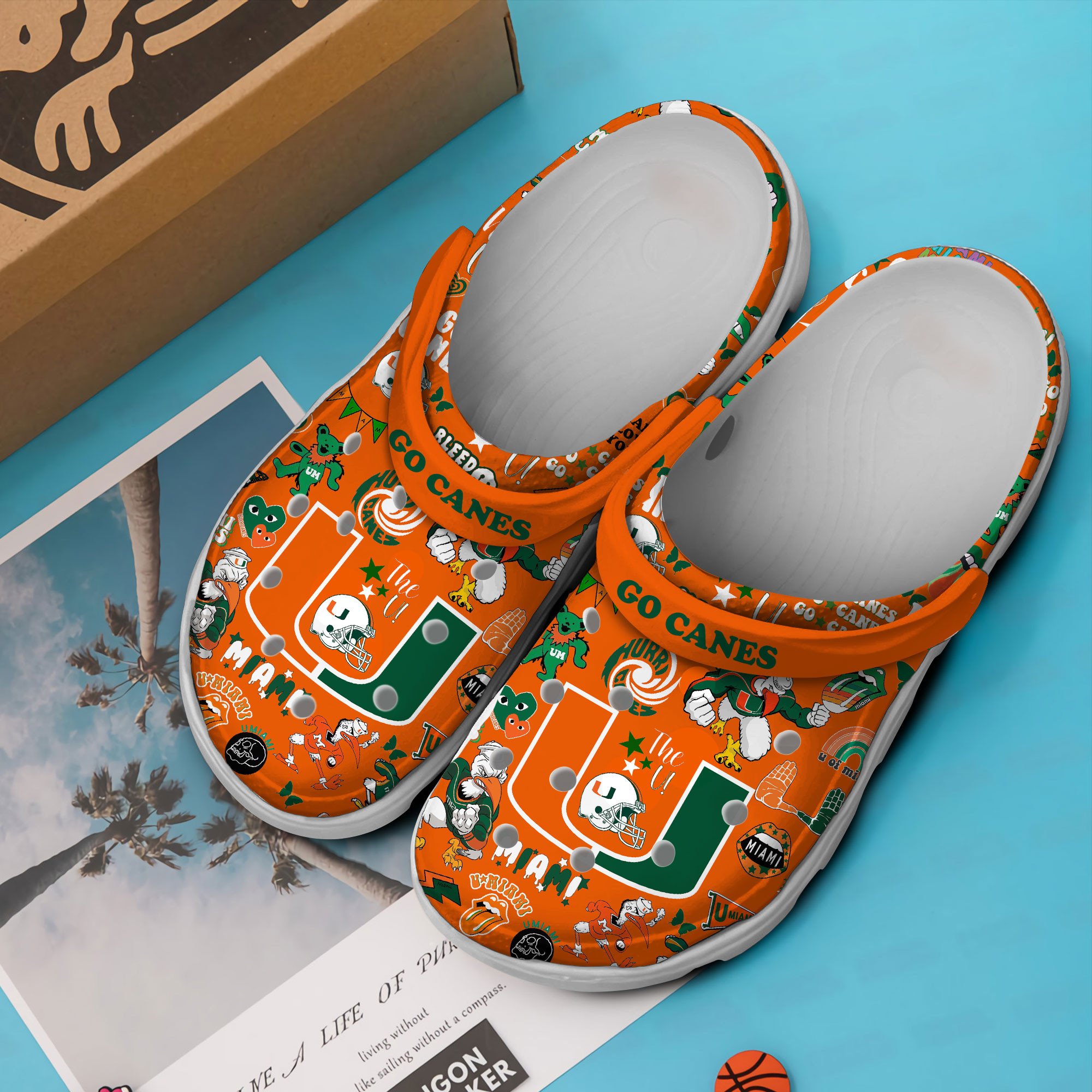 Merchidea Miami Hurricanes NCAA Sport Crocs Crocband Clogs Shoes Comfortable For Men Women and Kids