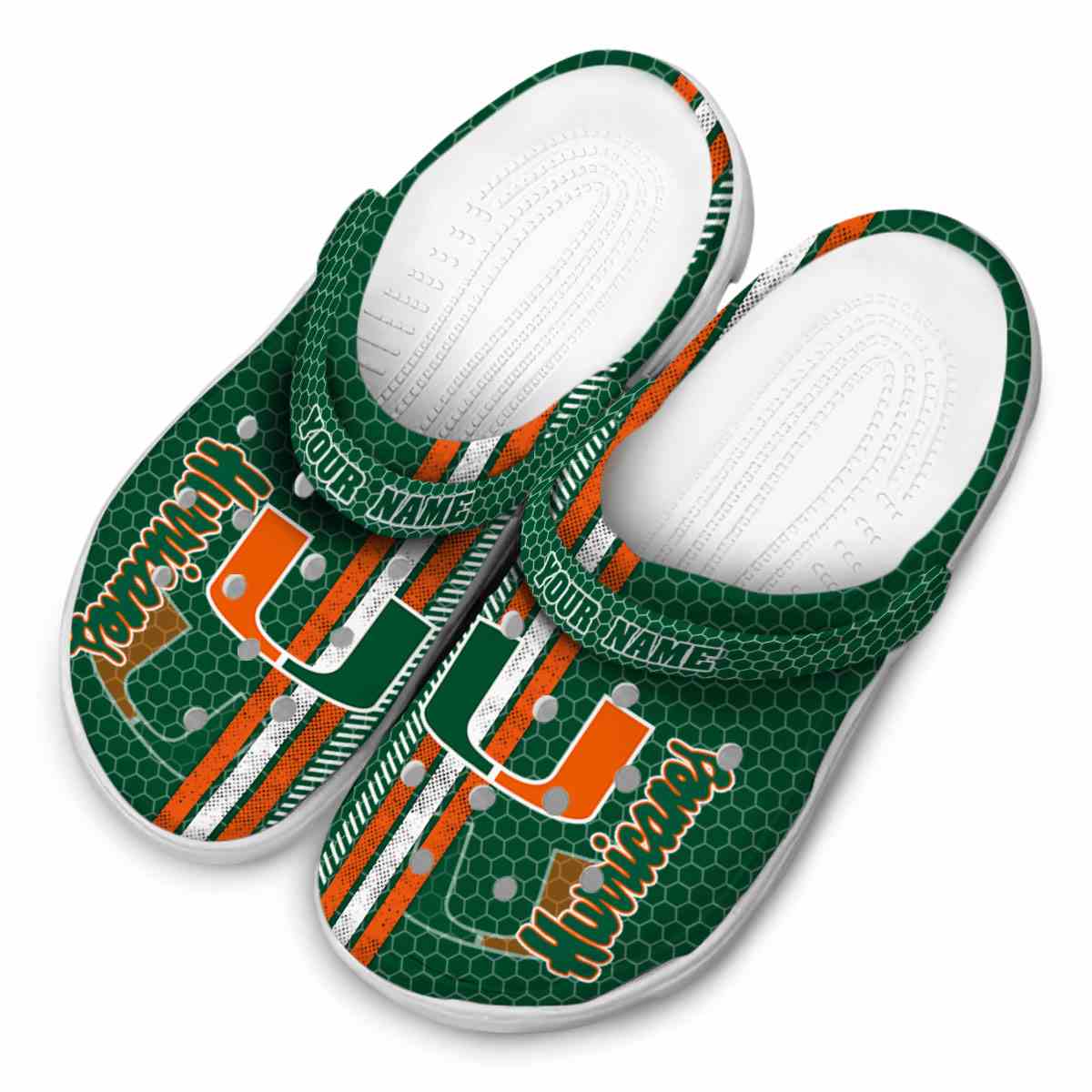 Merchidea Miami Hurricanes NCAA Sport Crocs Crocband Clogs Shoes Comfortable For Men Women and Kids