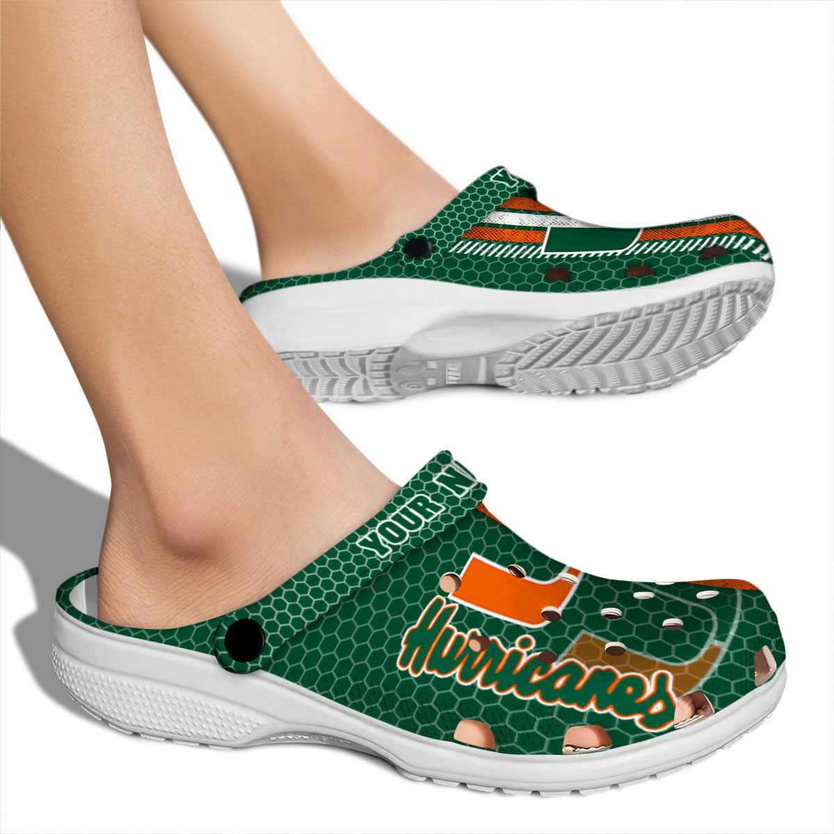 Merchidea Miami Hurricanes NCAA Sport Crocs Crocband Clogs Shoes Comfortable For Men Women and Kids