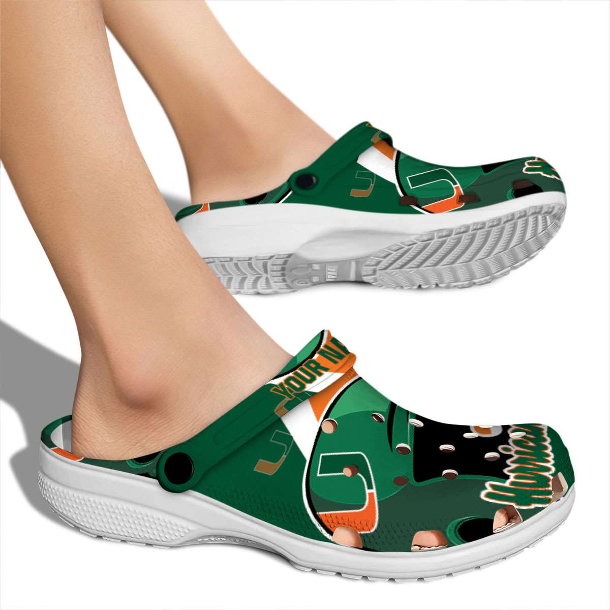 Merchidea Miami Hurricanes NCAA Sport Crocs Crocband Clogs Shoes Comfortable For Men Women and Kids