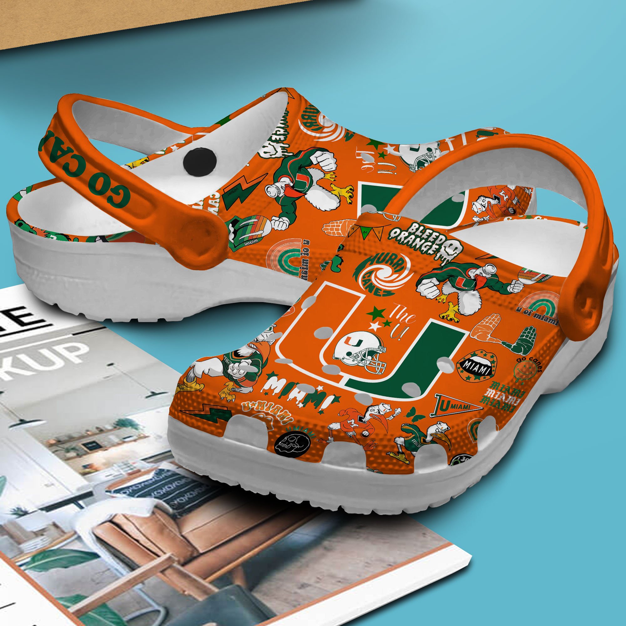 Merchidea Miami Hurricanes NCAA Sport Crocs Crocband Clogs Shoes Comfortable For Men Women and Kids