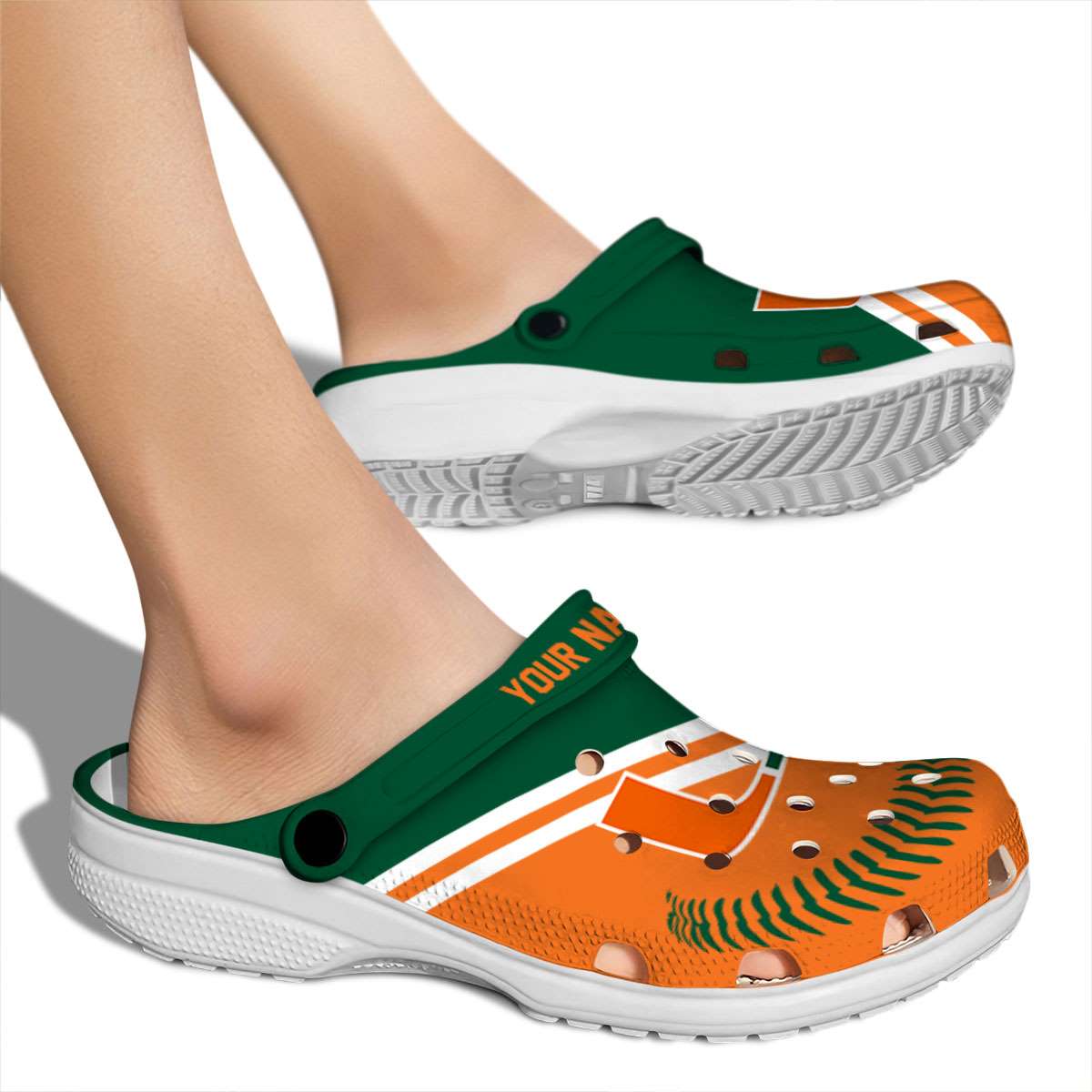 Merchidea Miami Hurricanes NCAA Sport Crocs Crocband Clogs Shoes Comfortable For Men Women and Kids