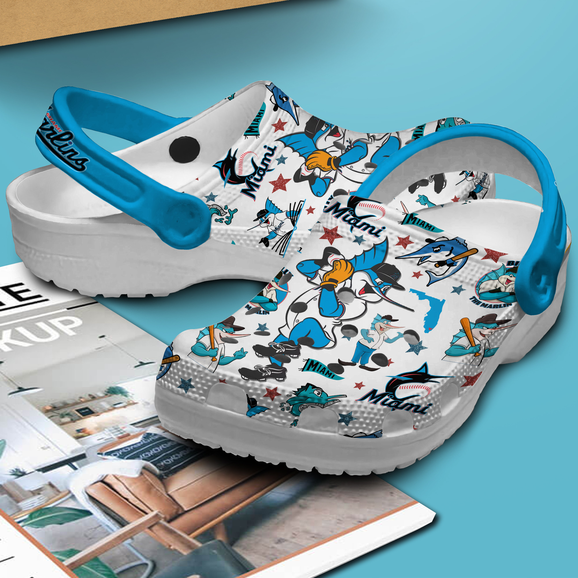 Merchidea Miami Marlins Baseball MLB Sport Crocs Crocband Clogs Shoes Comfortable For Men Women and Kids