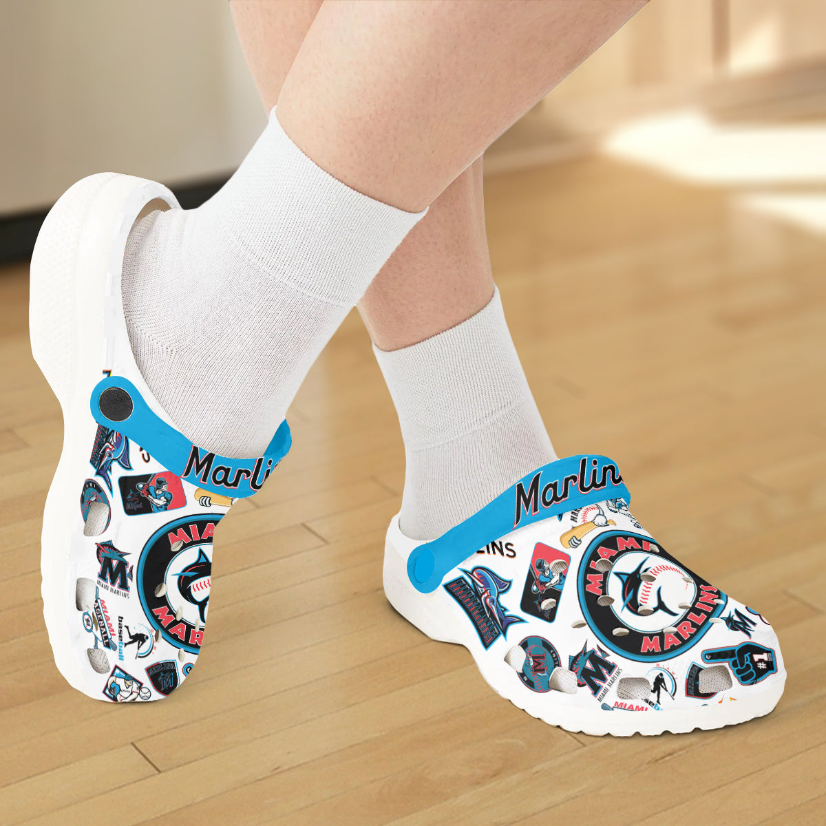 Merchidea Miami Marlins MLB Sport Crocs Crocband Clogs Shoes Comfortable For Men Women and Kids