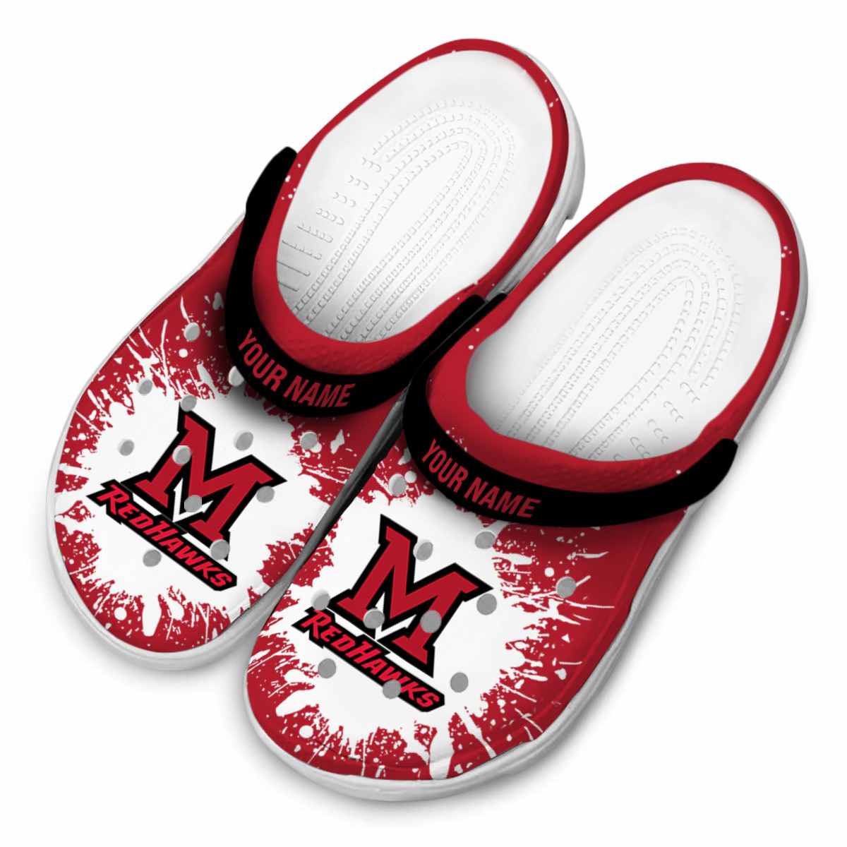 Merchidea Miami RedHawks NCAA Sport Crocs Crocband Clogs Shoes Comfortable For Men Women and Kids