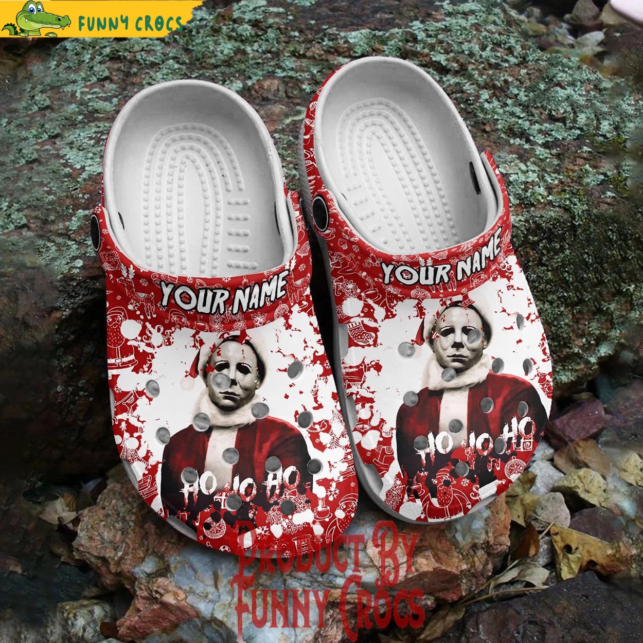 Merchidea Michael Myers Horror Movie Christmas Crocs Crocband Clogs Shoes Comfortable For Men Women and Kids