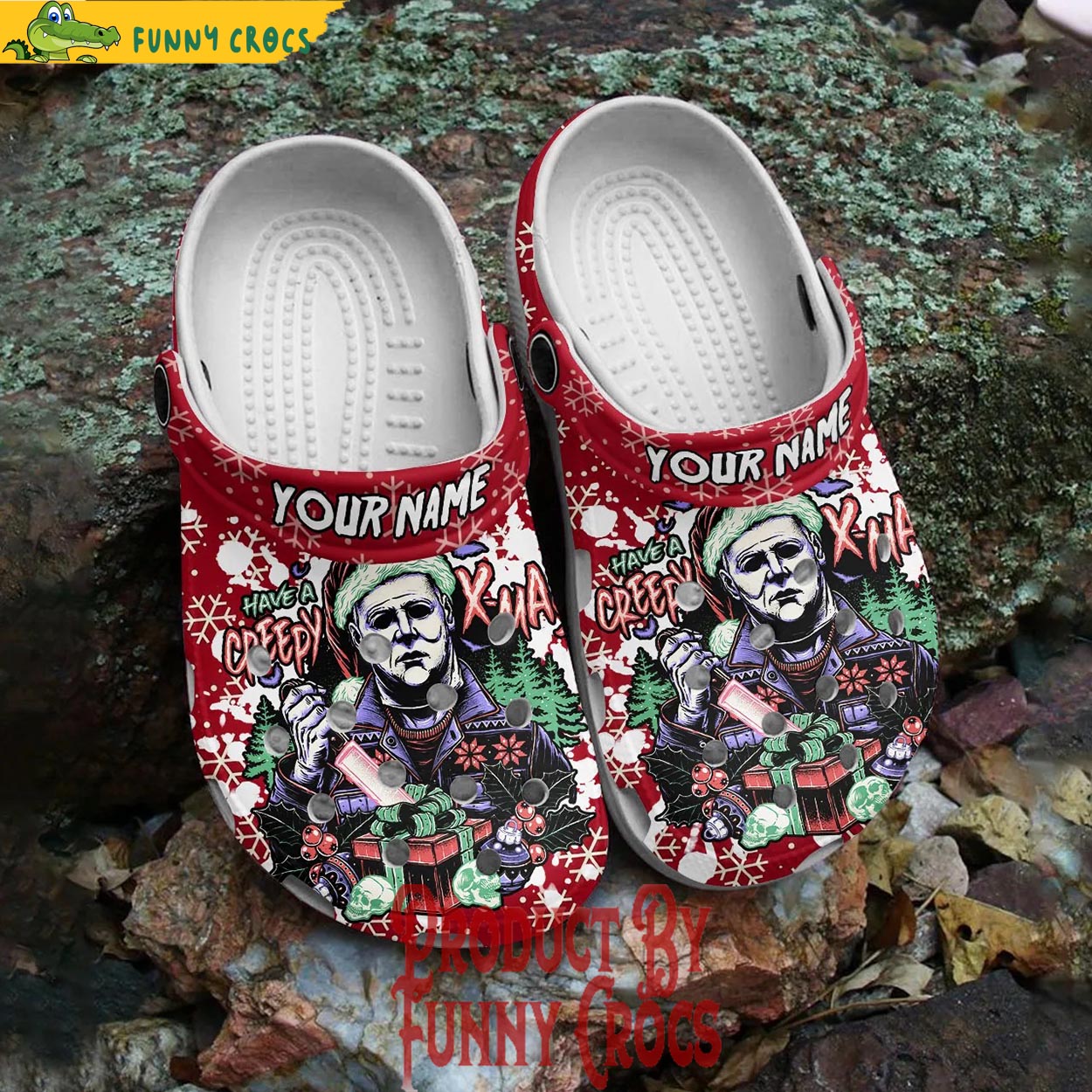 Merchidea Michael Myers Horror Movie Christmas Crocs Crocband Clogs Shoes Comfortable For Men Women and Kids