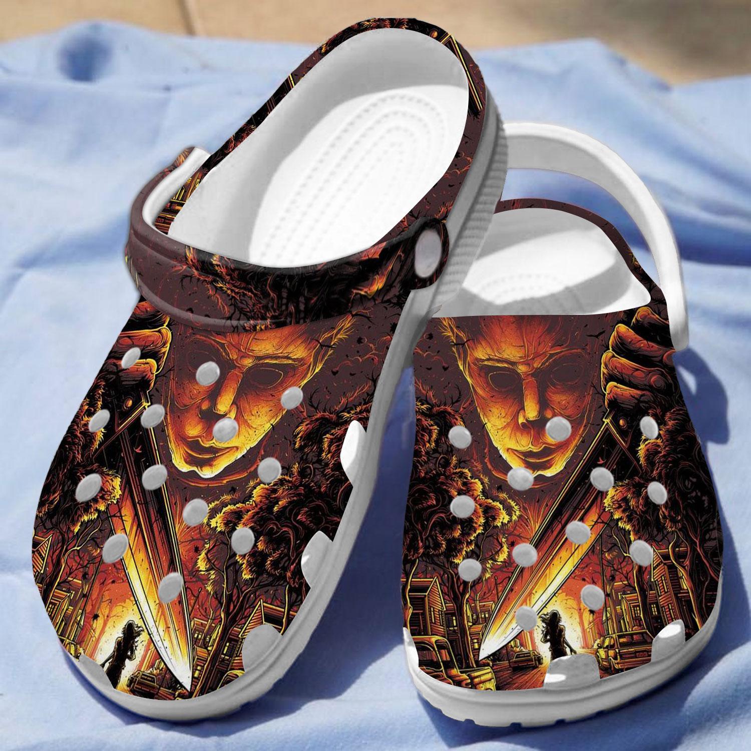 Merchidea Michael Myers Horror Movie Crocs Crocband Clogs Shoes Comfortable For Men Women and Kids