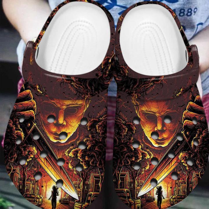 Merchidea Michael Myers Horror Movie Crocs Crocband Clogs Shoes Comfortable For Men Women and Kids