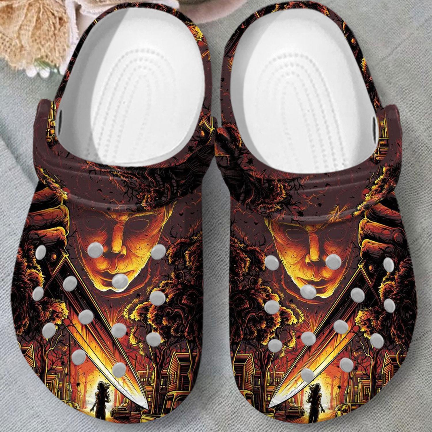 Merchidea Michael Myers Horror Movie Crocs Crocband Clogs Shoes Comfortable For Men Women and Kids