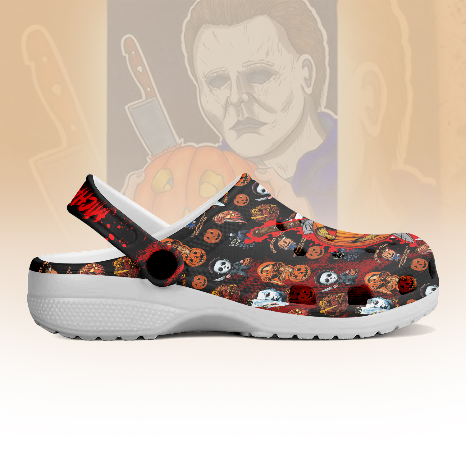 Merchidea Michael Myers x Halloween Crocs Crocband Clogs Shoes Comfortable For Men Women and Kids