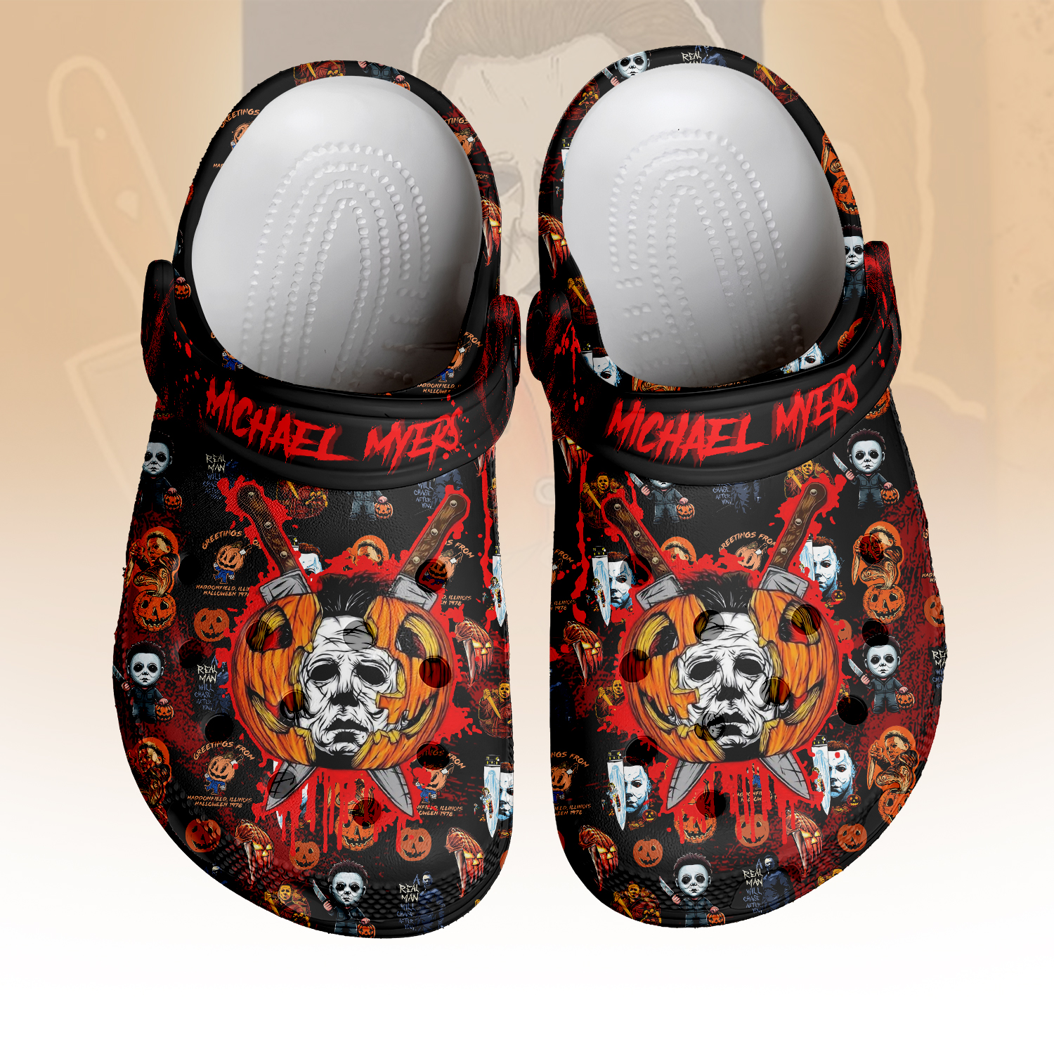Merchidea Michael Myers x Halloween Crocs Crocband Clogs Shoes Comfortable For Men Women and Kids
