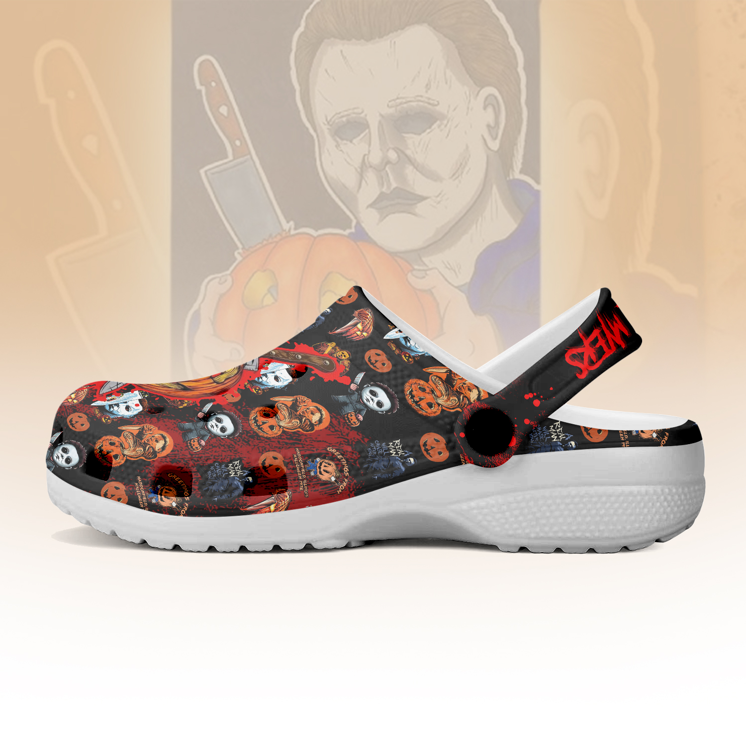 Merchidea Michael Myers x Halloween Crocs Crocband Clogs Shoes Comfortable For Men Women and Kids