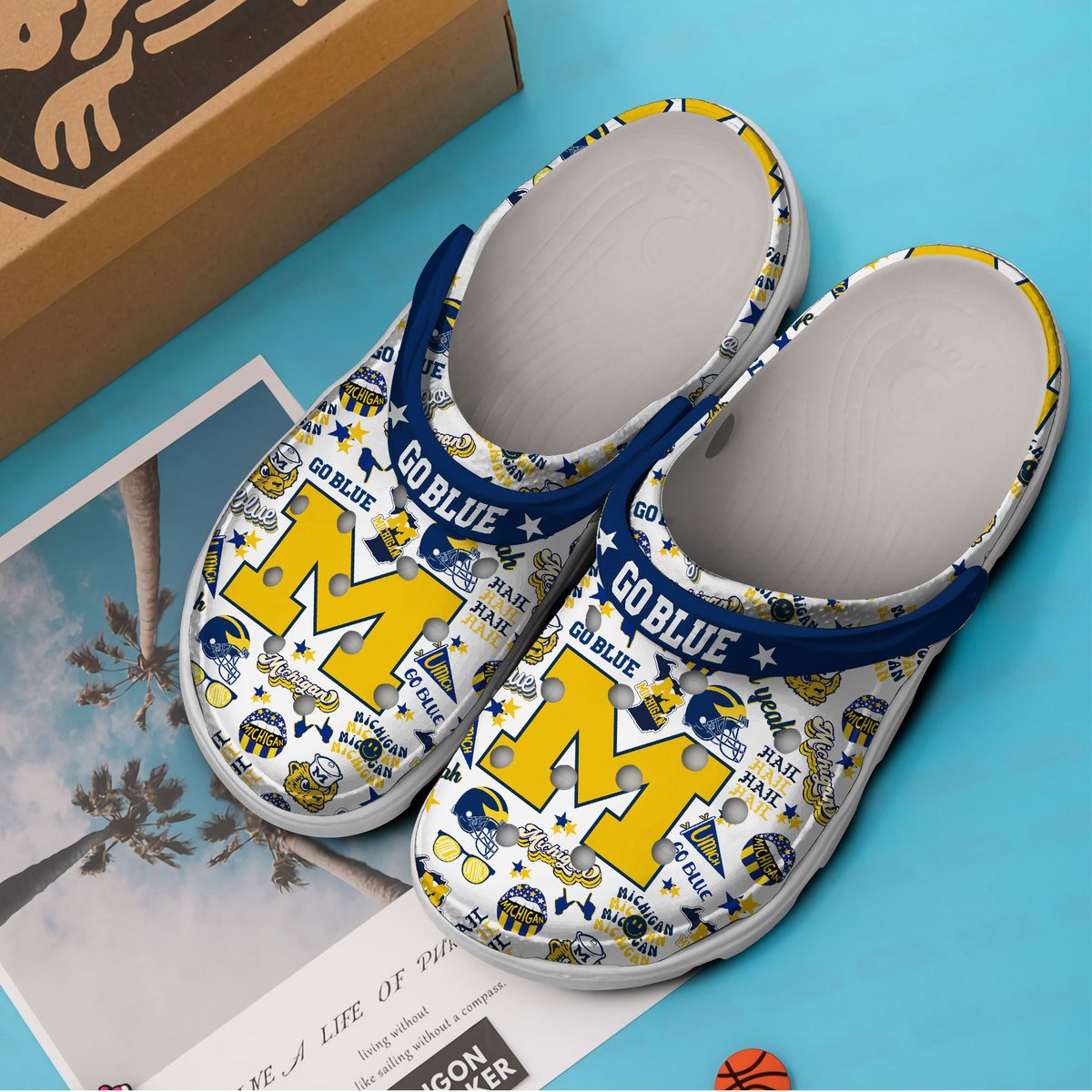Merchidea Michigan Wolverines NCAA Sport Crocs Crocband Clogs Shoes Comfortable For Men Women and Kids