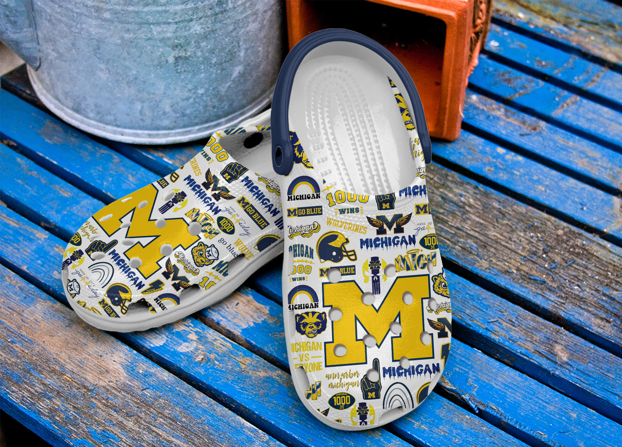Merchidea Michigan Wolverines NCAA Sport Crocs Crocband Clogs Shoes Comfortable For Men Women and Kids