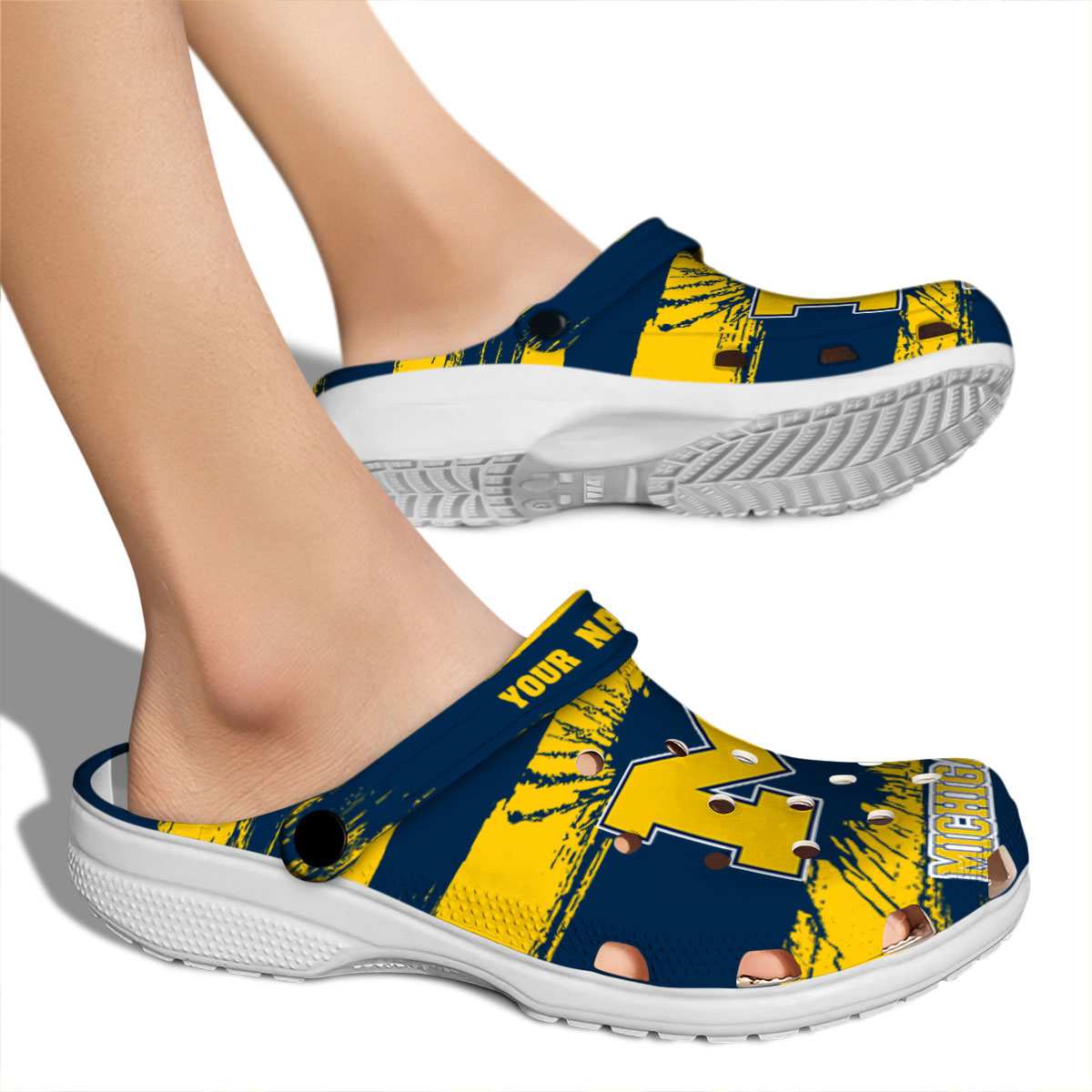 Merchidea Michigan Wolverines NCAA Sport Crocs Crocband Clogs Shoes Comfortable For Men Women and Kids